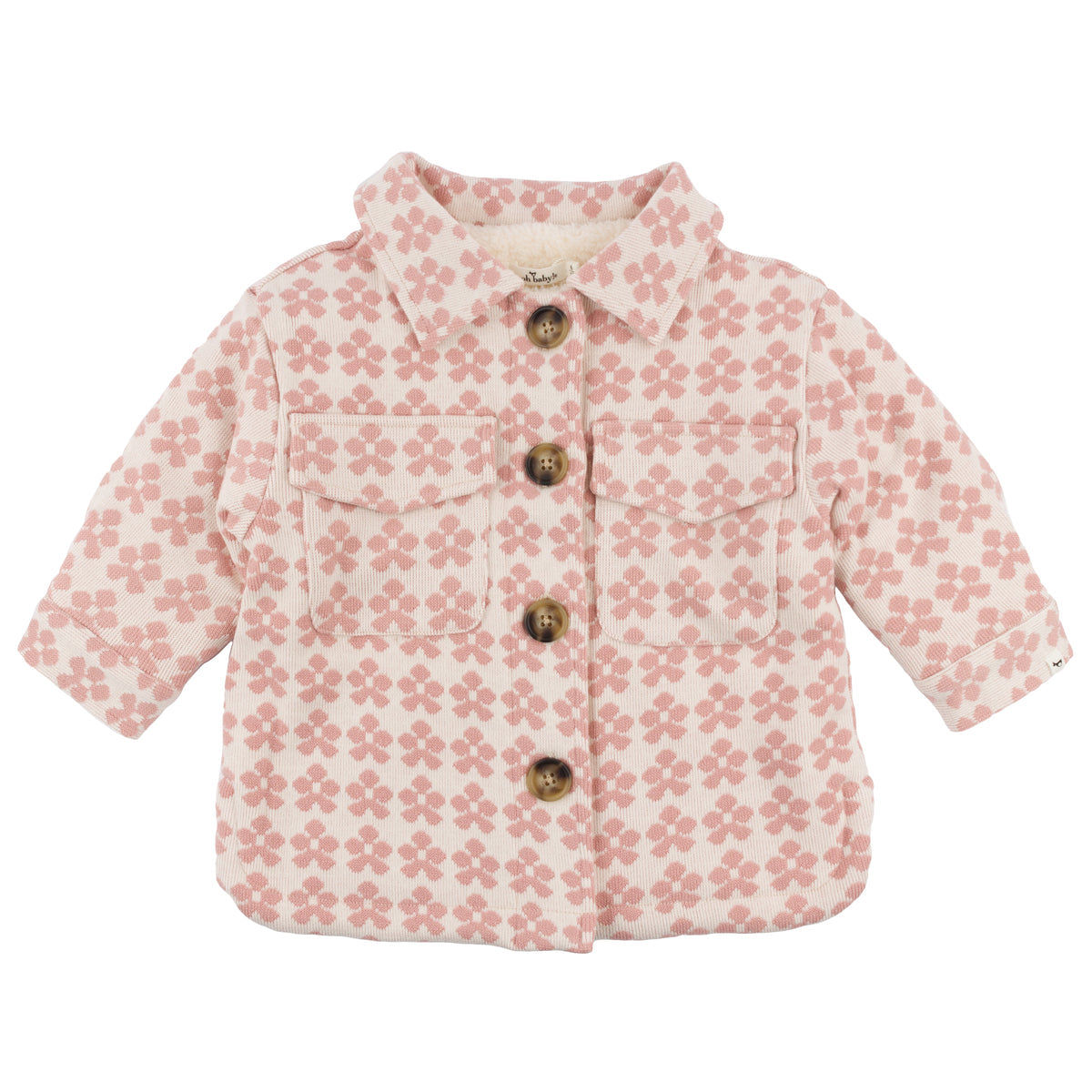 Mod Flowers Shacket Double Knit with Cream Snowdrift - Blush - Twinkle Twinkle Little One