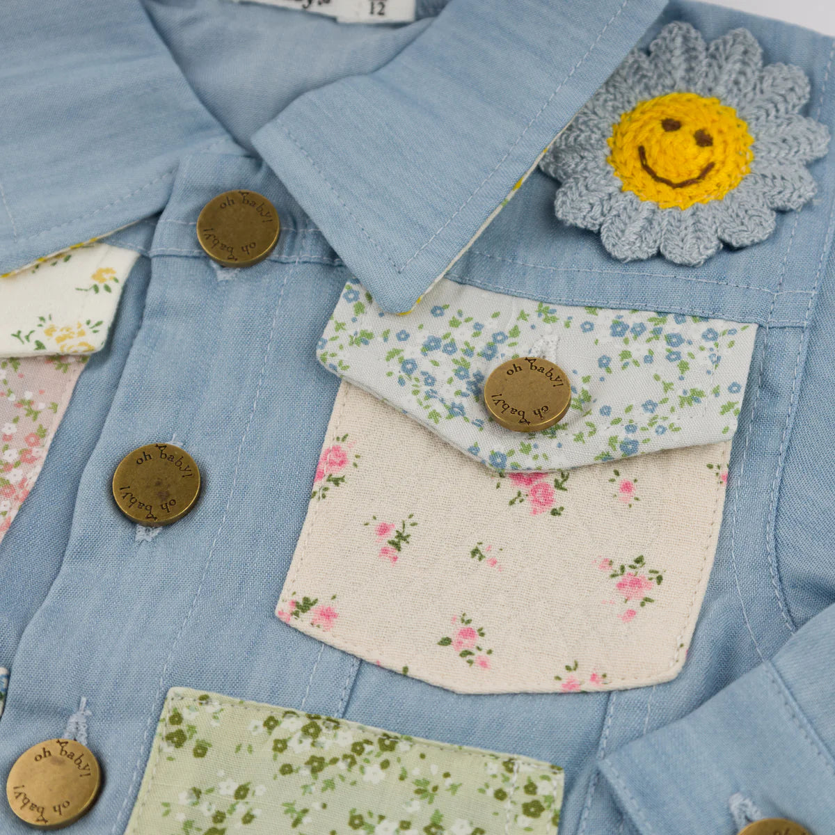 Dylan Lyocell Denim Jacket - Flower Field - Light Wash - Twinkle Twinkle Little One