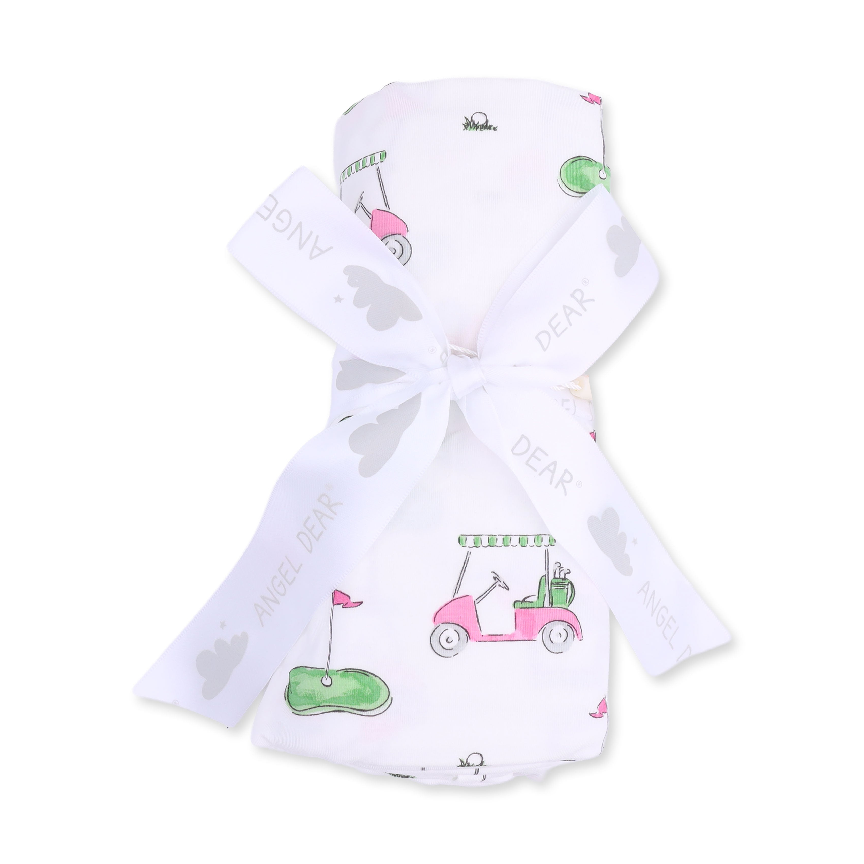 Angel Dear Golf Carts Pink Swaddle Blanket