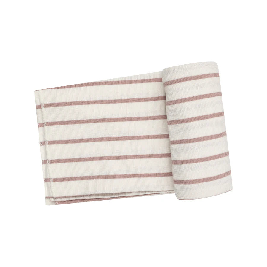 Model Rib French Stripe Misty Rose Swaddle Blanket - Twinkle Twinkle Little One
