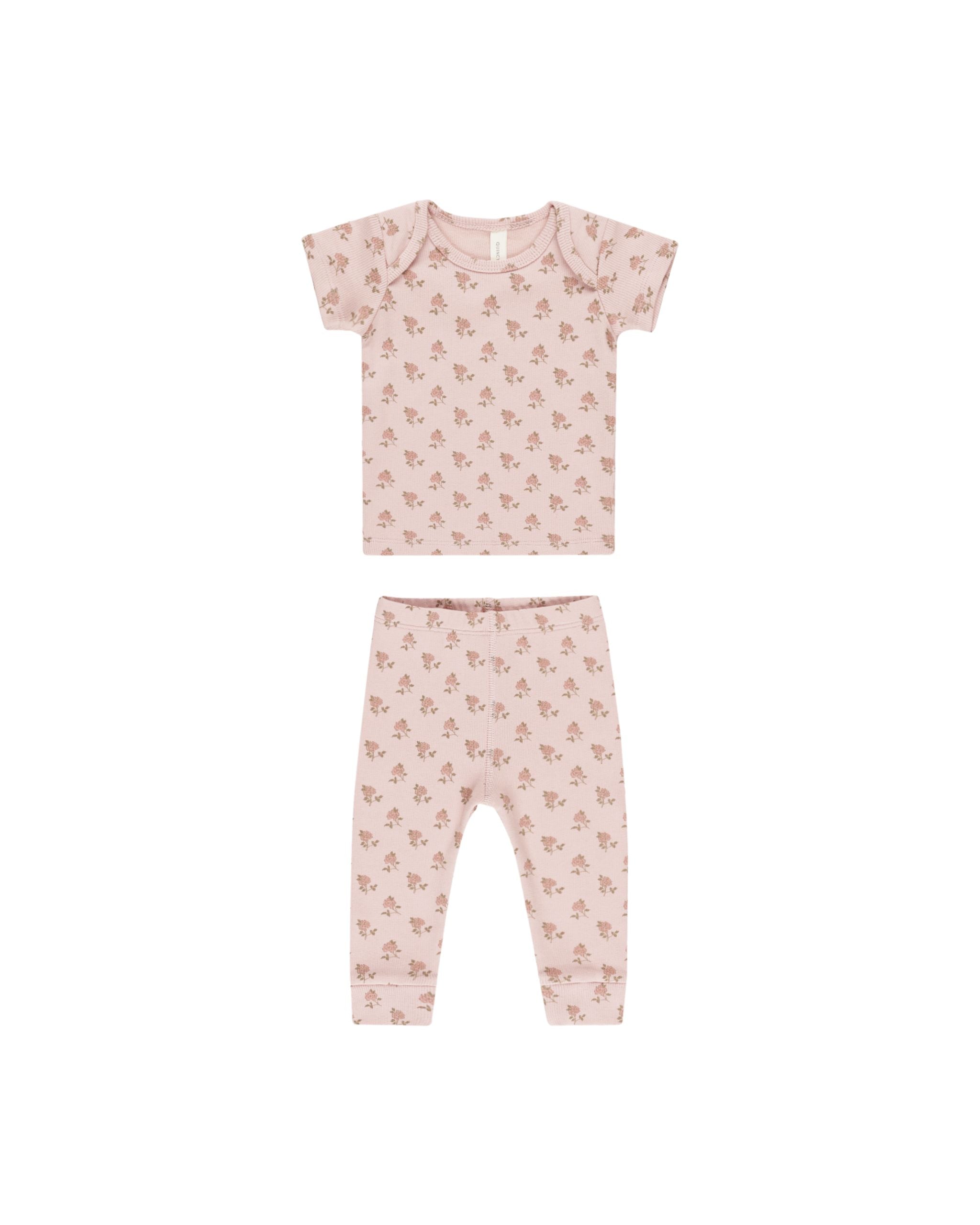 Ribbed Short Sleeve Tee + Legging Set - Rose - Twinkle Twinkle Little One