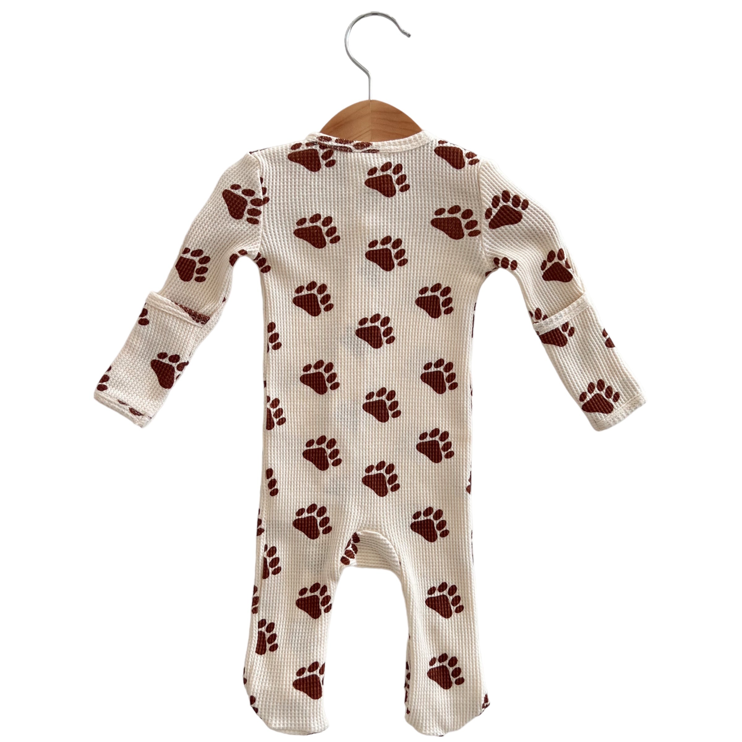 Organic Waffle Basic Zip Footie - Bear Paw - Twinkle Twinkle Little One