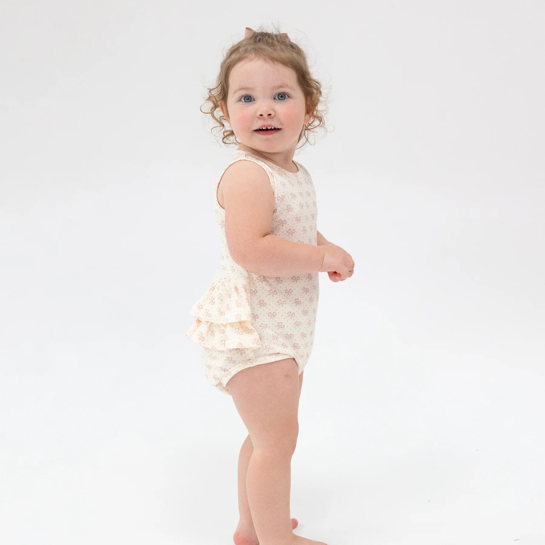 Vintage Mini Bows Ruffle Tank Bubble - Twinkle Twinkle Little One