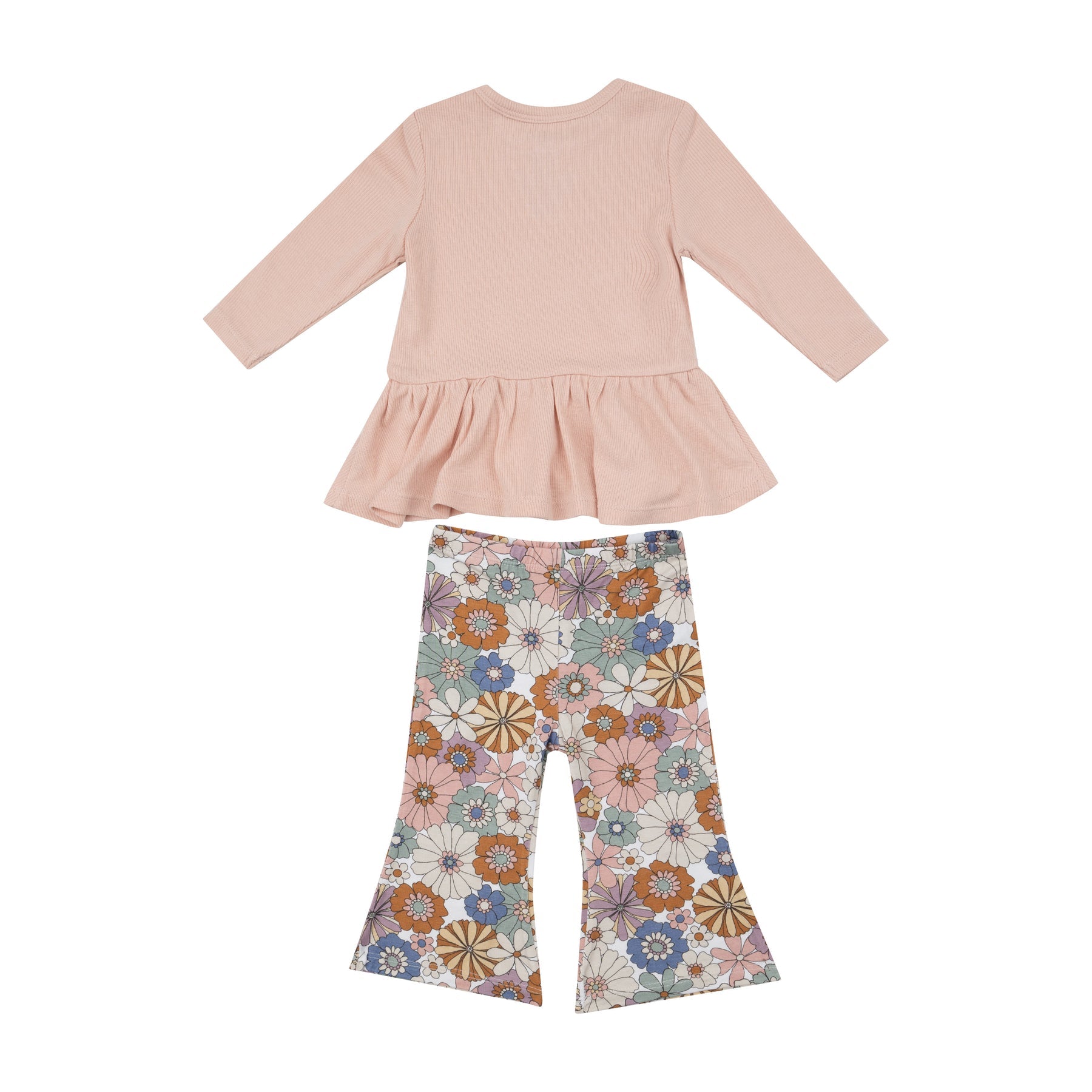Brighton Floral Ribbed Peplum Top with Baby Bells Set - Twinkle Twinkle Little One