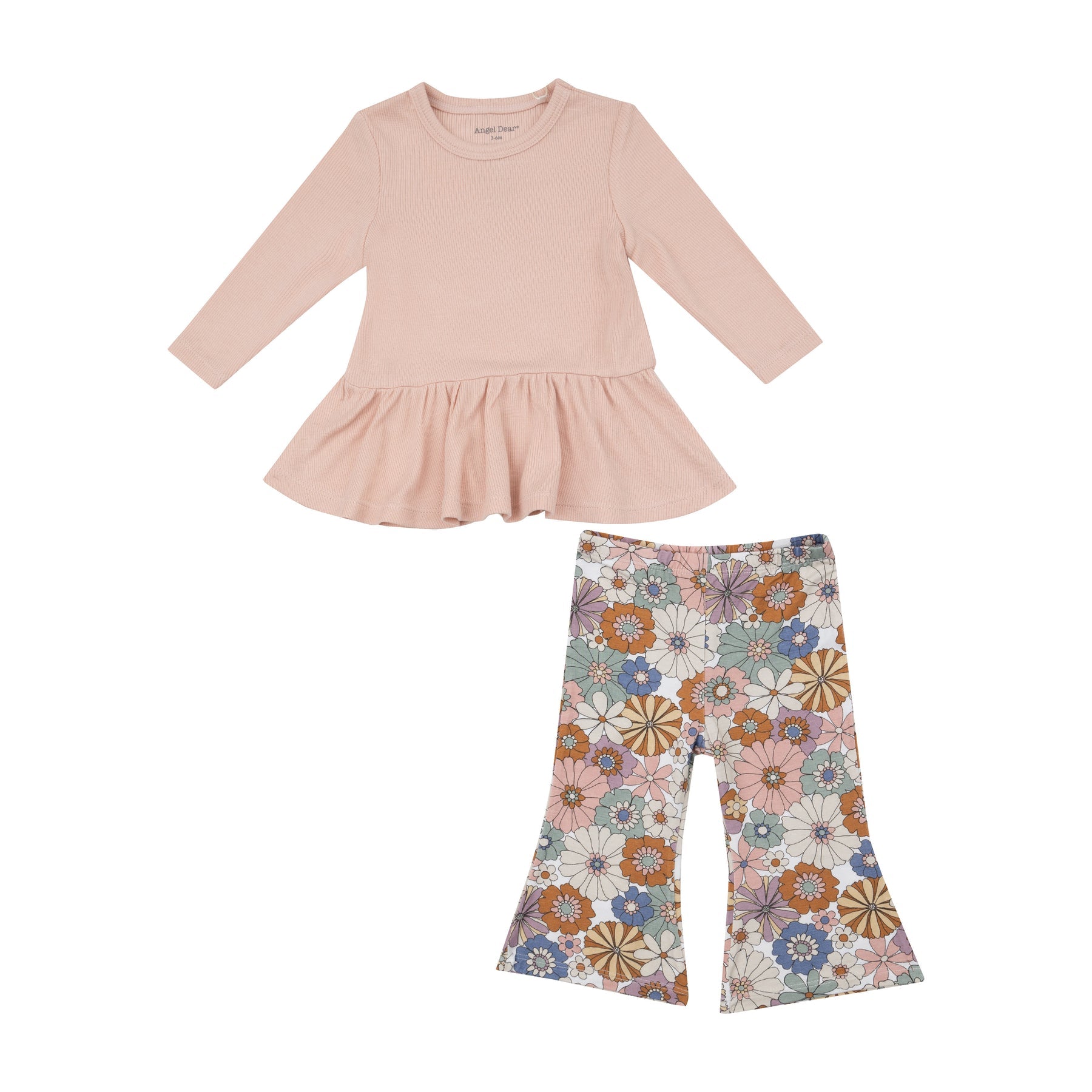 Brighton Floral Ribbed Peplum Top with Baby Bells Set - Twinkle Twinkle Little One