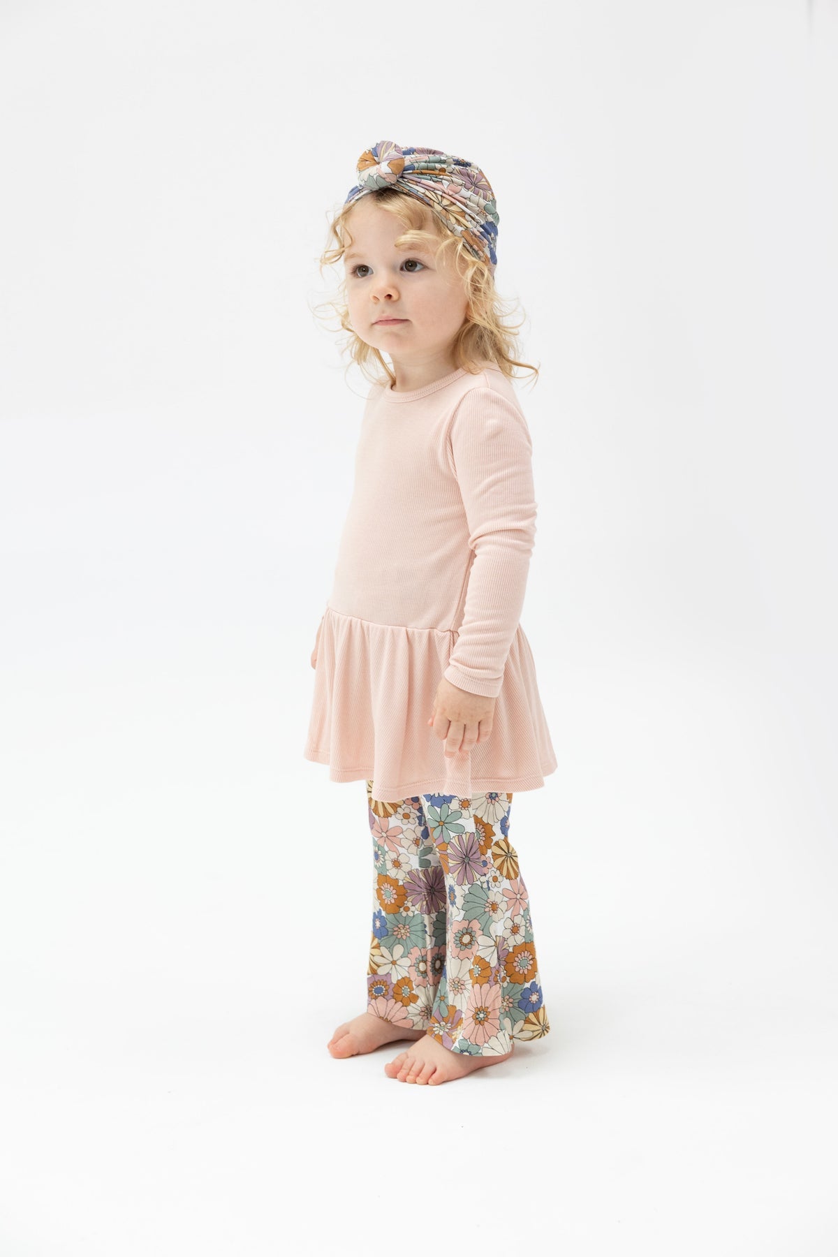 Brighton Floral Ribbed Peplum Top with Baby Bells Set - Twinkle Twinkle Little One