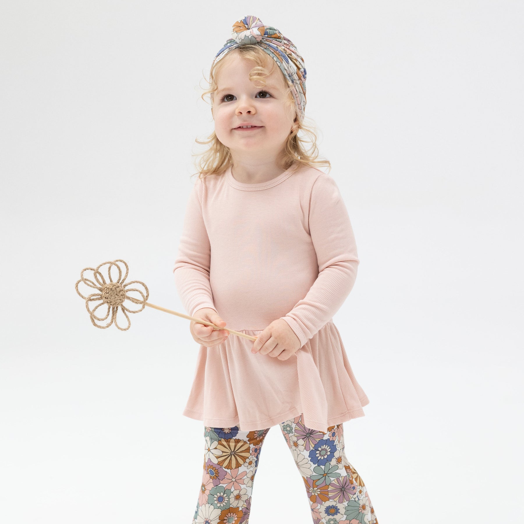 Brighton Floral Ribbed Peplum Top with Baby Bells Set - Twinkle Twinkle Little One