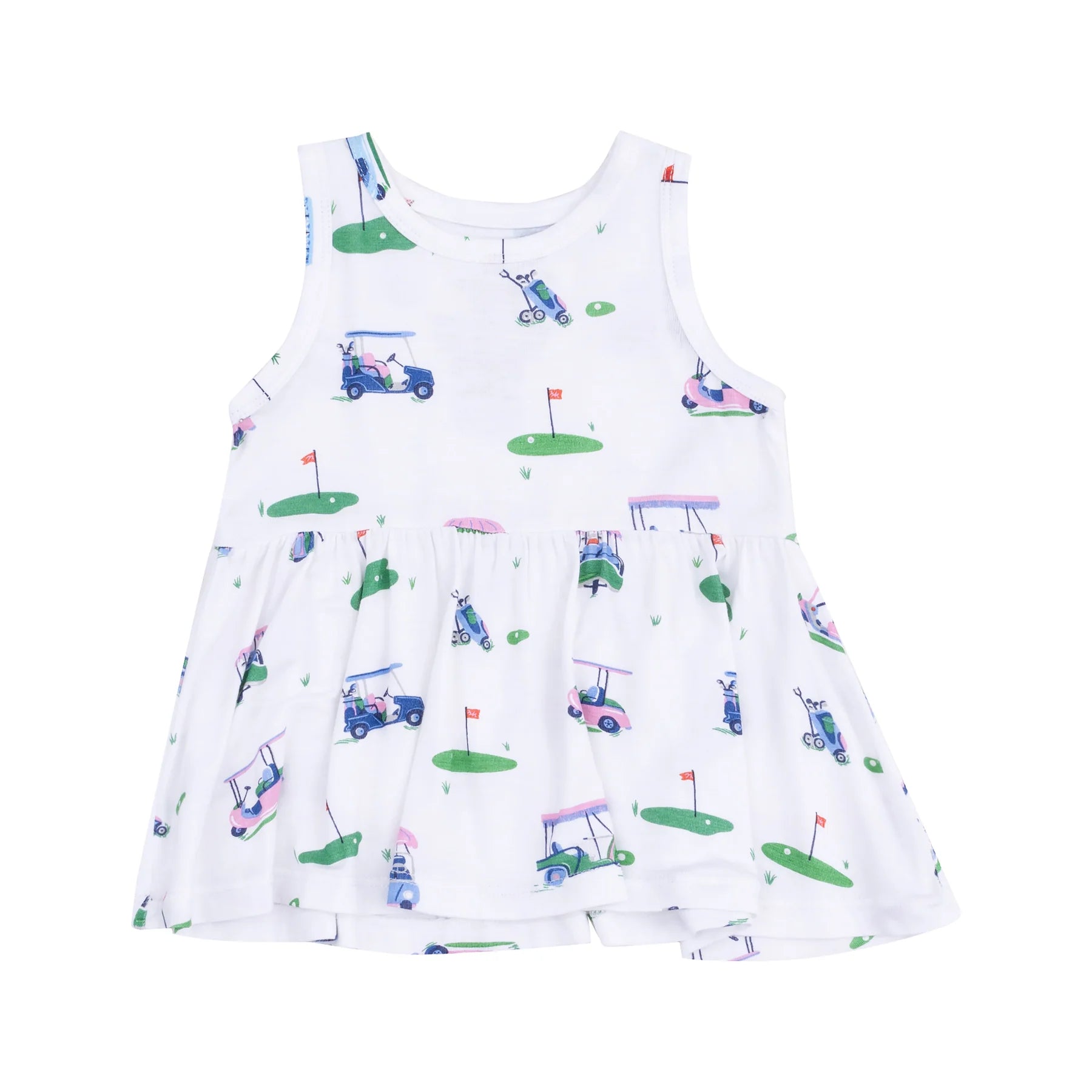 Vintage Golf Carts Pink Peplum Tank Top & Bike Short - Twinkle Twinkle Little One