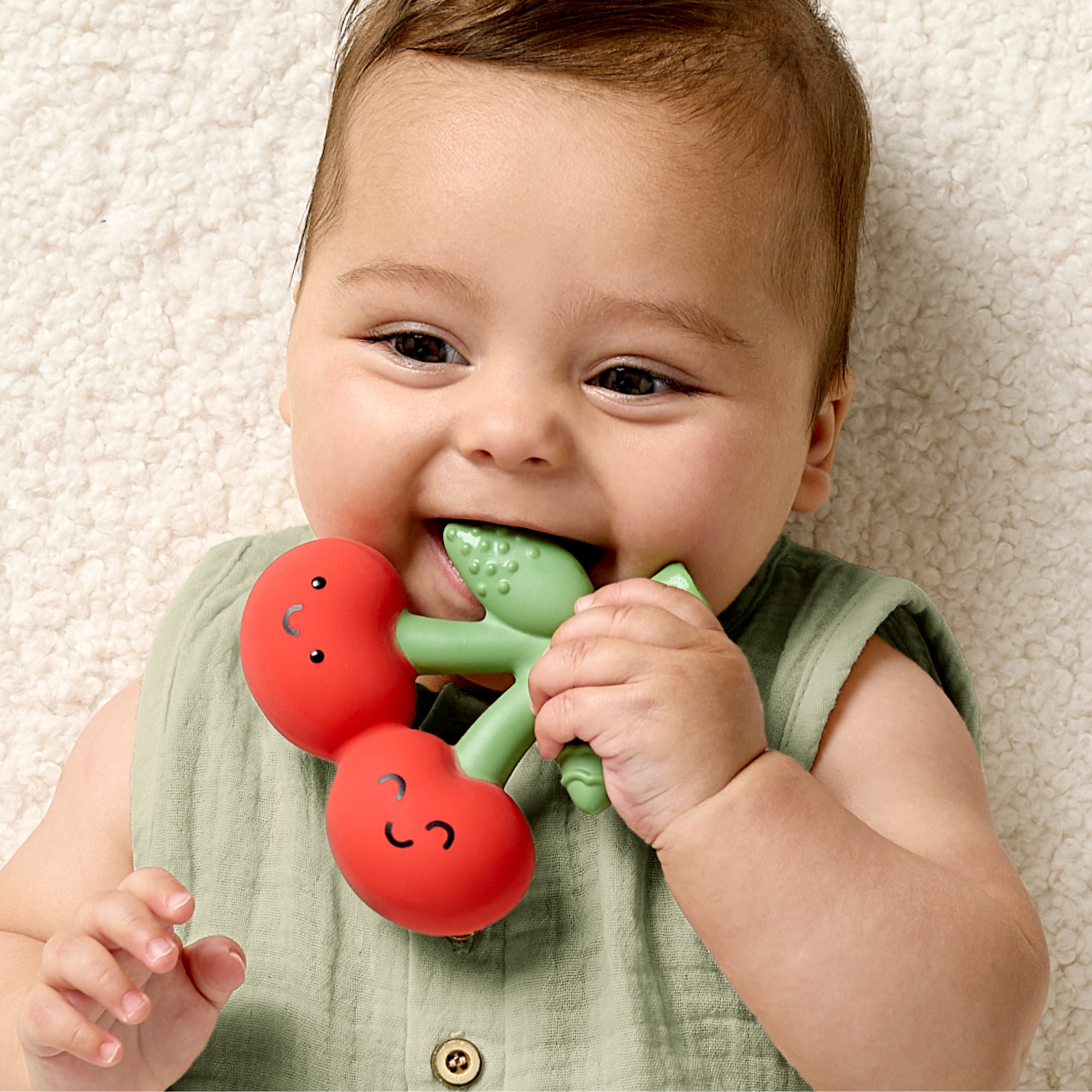Itzy Ritzy Comfort Crew Natural Rubber Latex Teether | Cherry