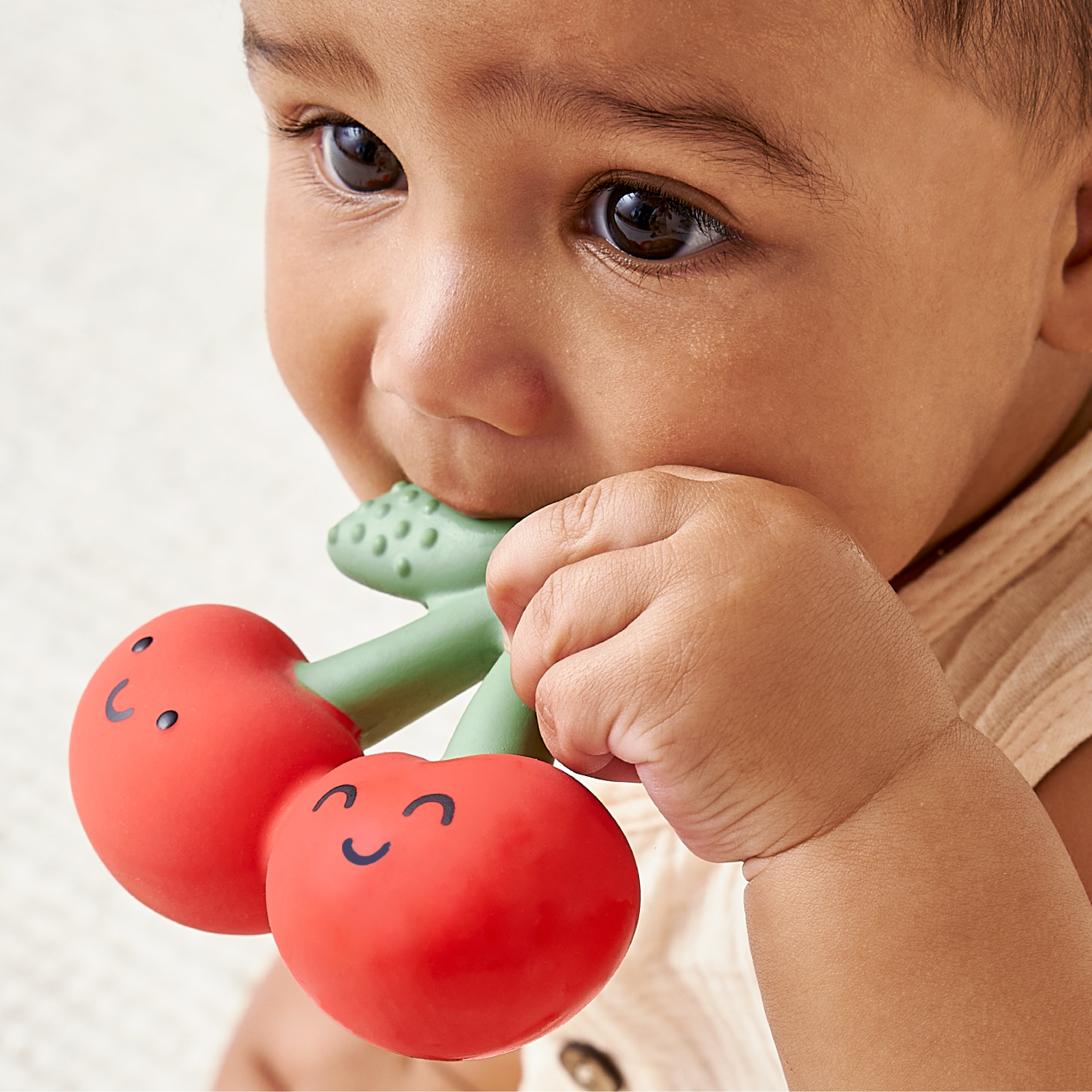 Itzy Ritzy Comfort Crew Natural Rubber Latex Teether | Cherry
