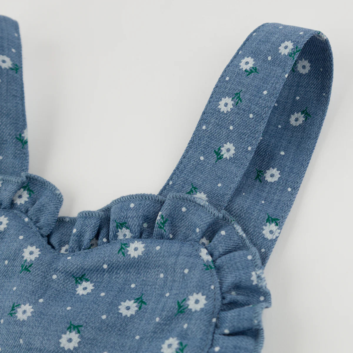 Denim Darling Romper - Sunburst Flower Print