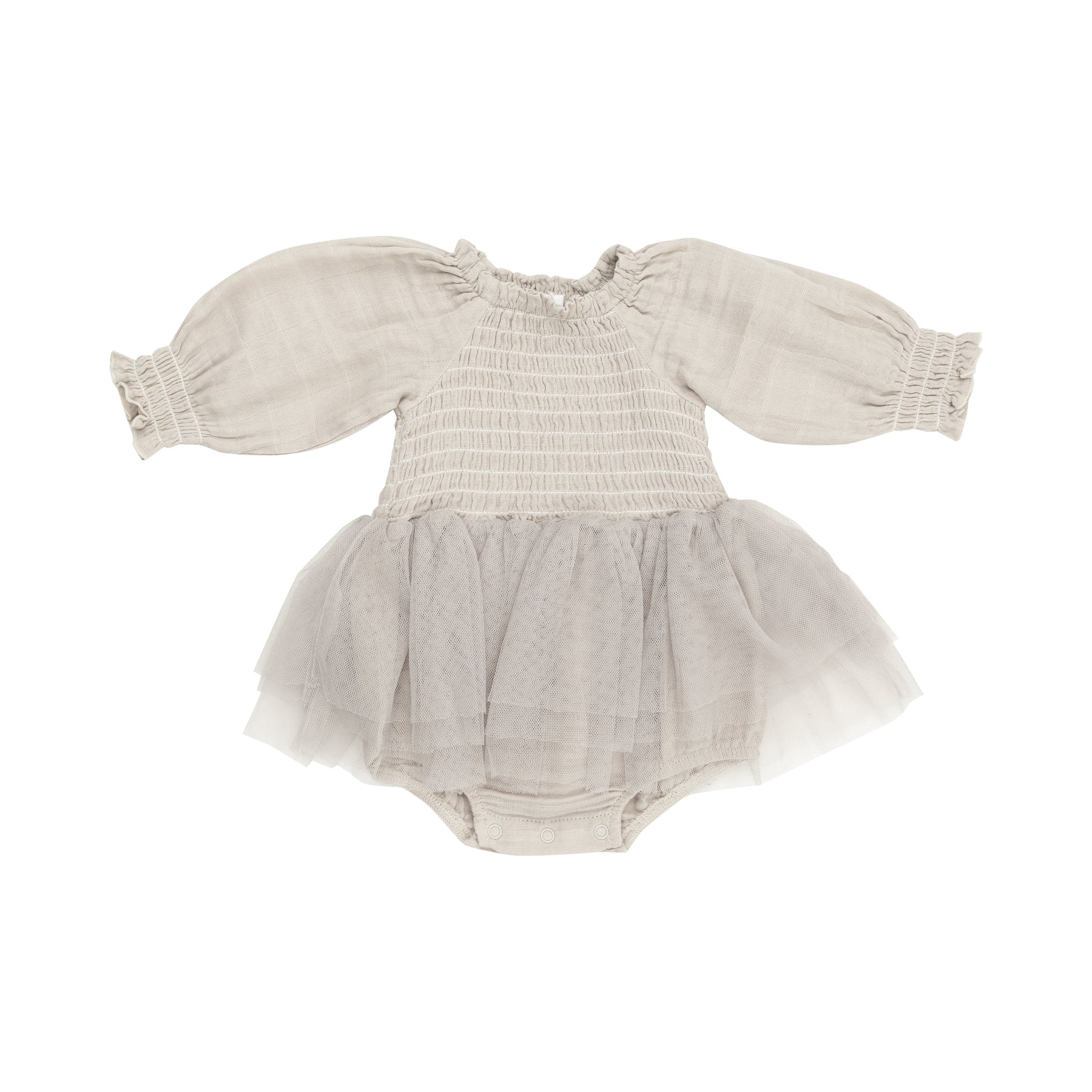 Oatmeal Long Sleeve Smocked Tutu Bubble – Twinkle Twinkle Little One