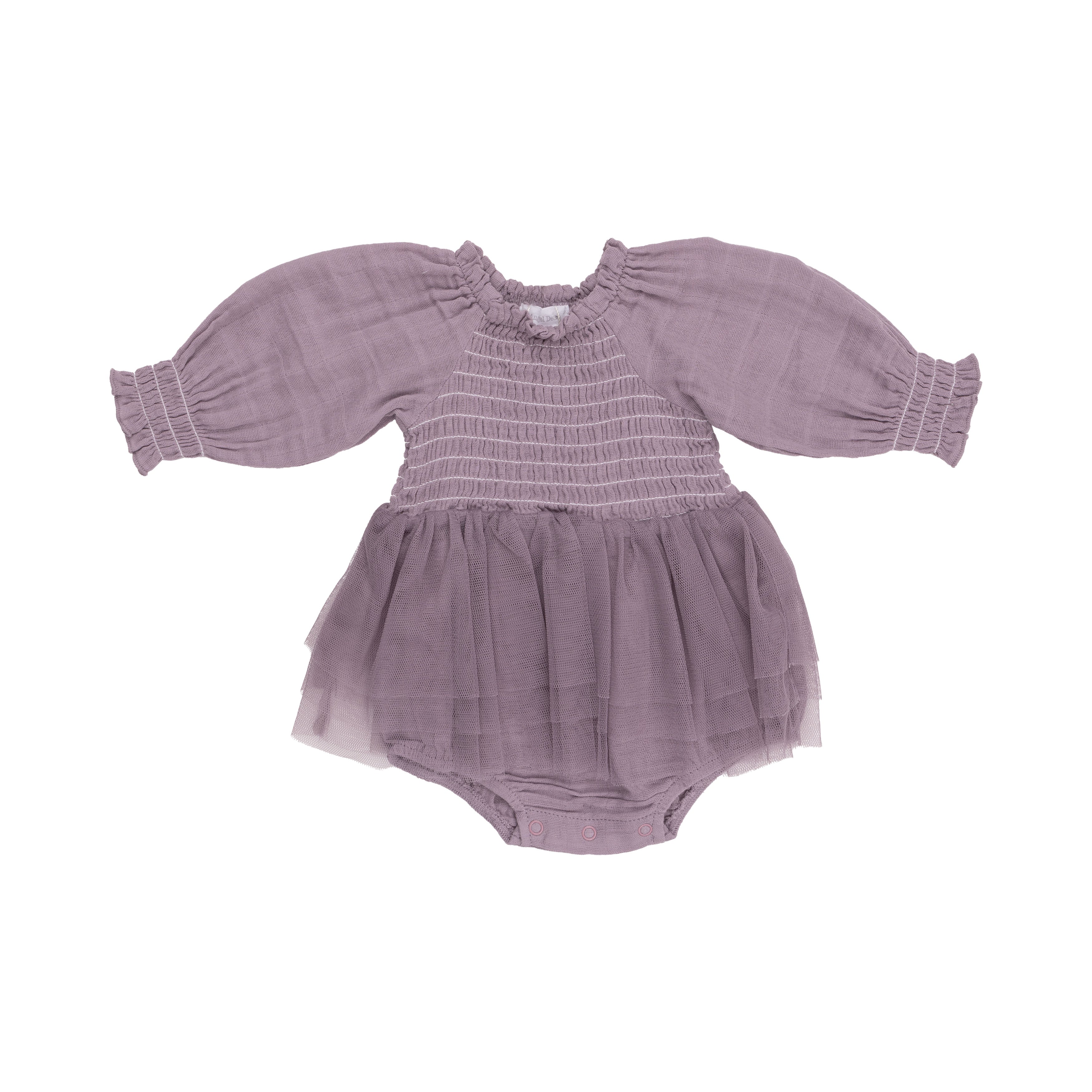 Dusty Lavender Long Sleeve Smocked Tutu Bubble - Twinkle Twinkle Little One