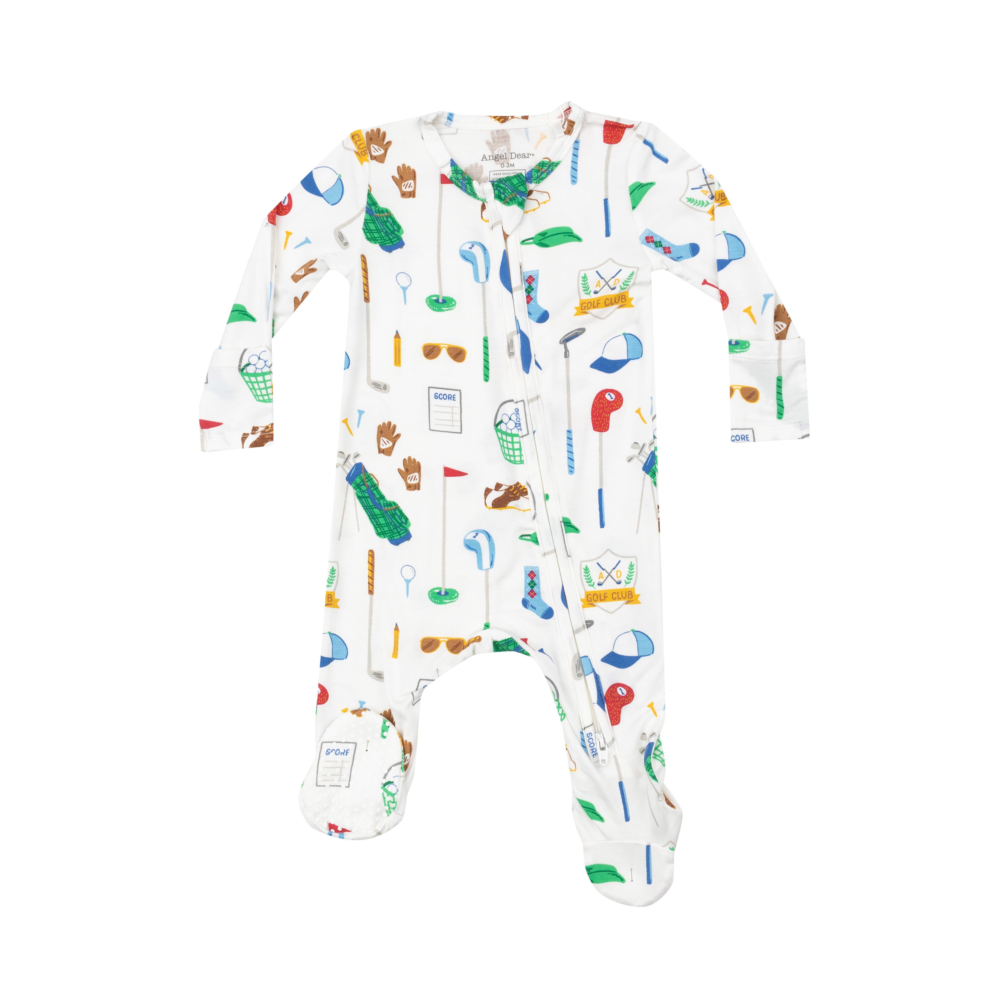 Golf Club White Bamboo 2 Way Zipper Footie - Twinkle Twinkle Little One