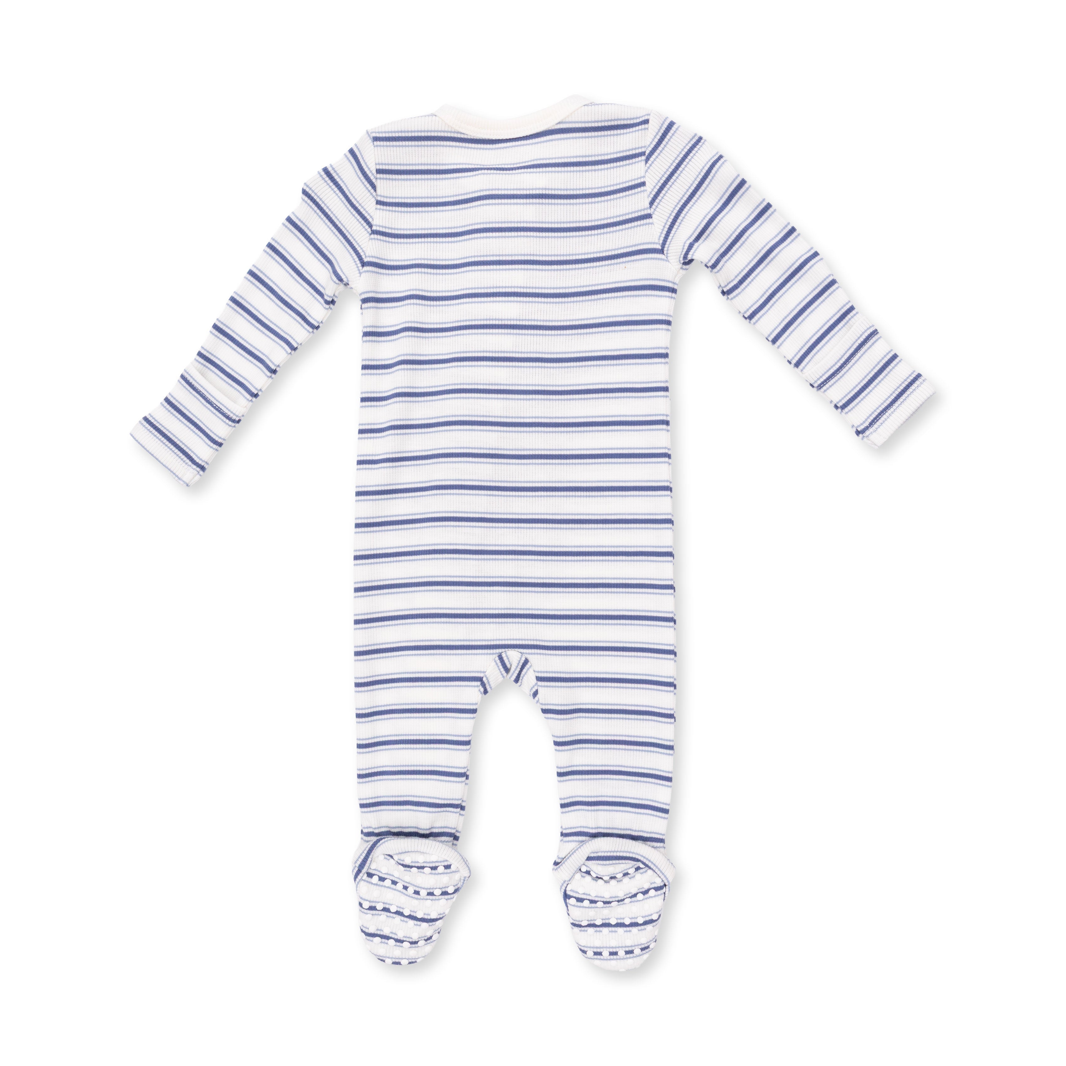Angel Dear Vintage Stripe Blue 2 Way Zipper Footie