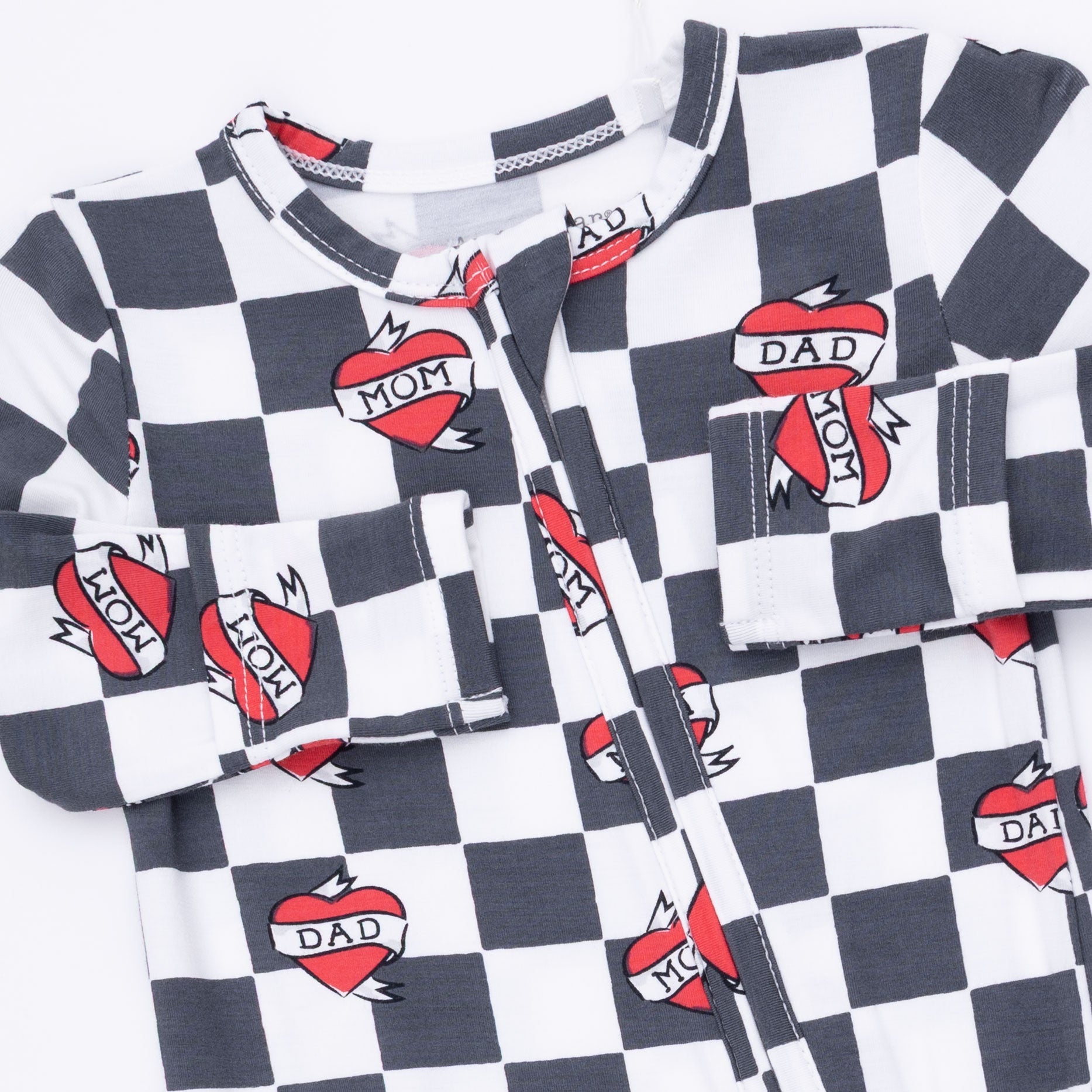 Angel Dear Heart Tattoo Check Black 2 Way Zipper Footie