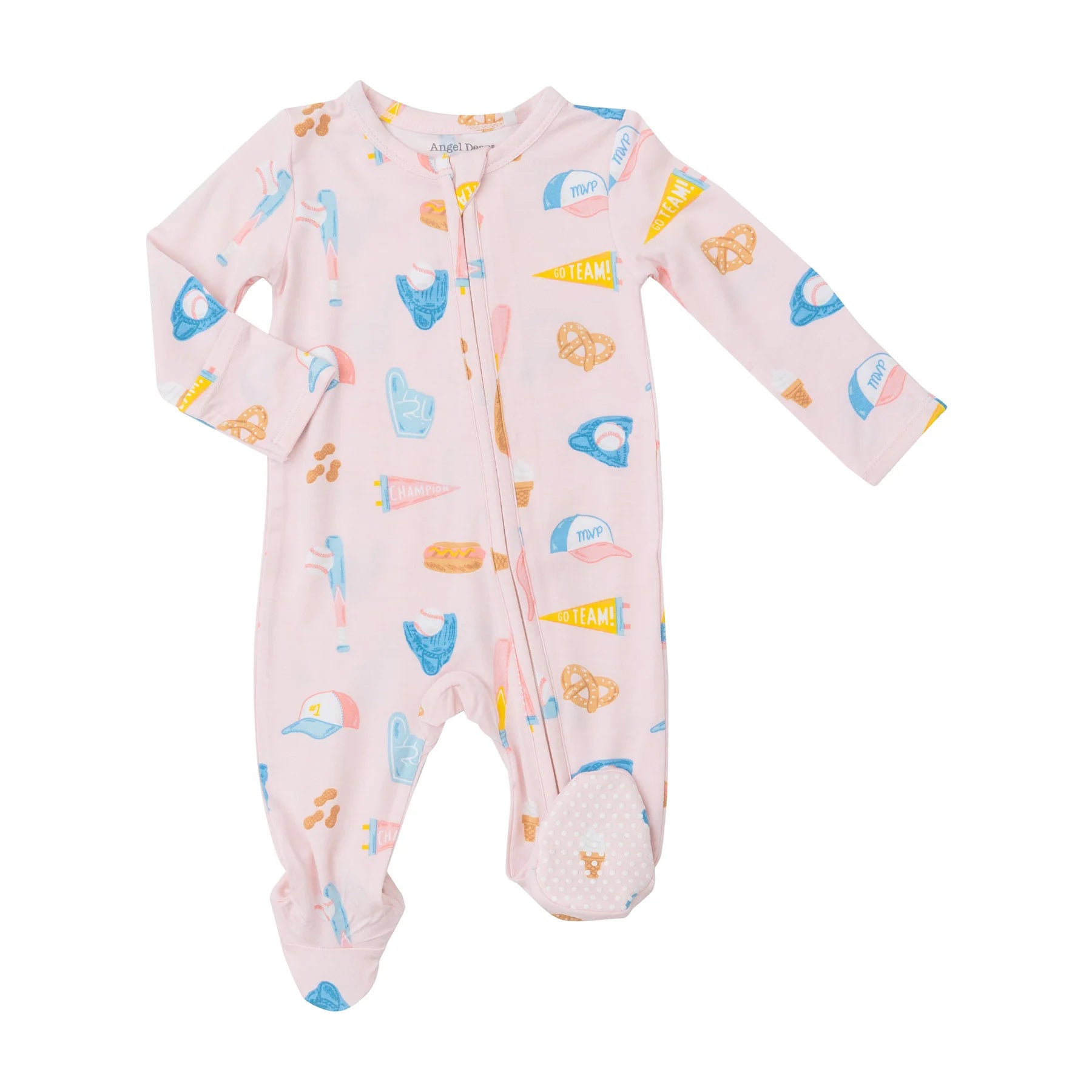 Softball Bamboo 2 Way Zipper Footie - Twinkle Twinkle Little One