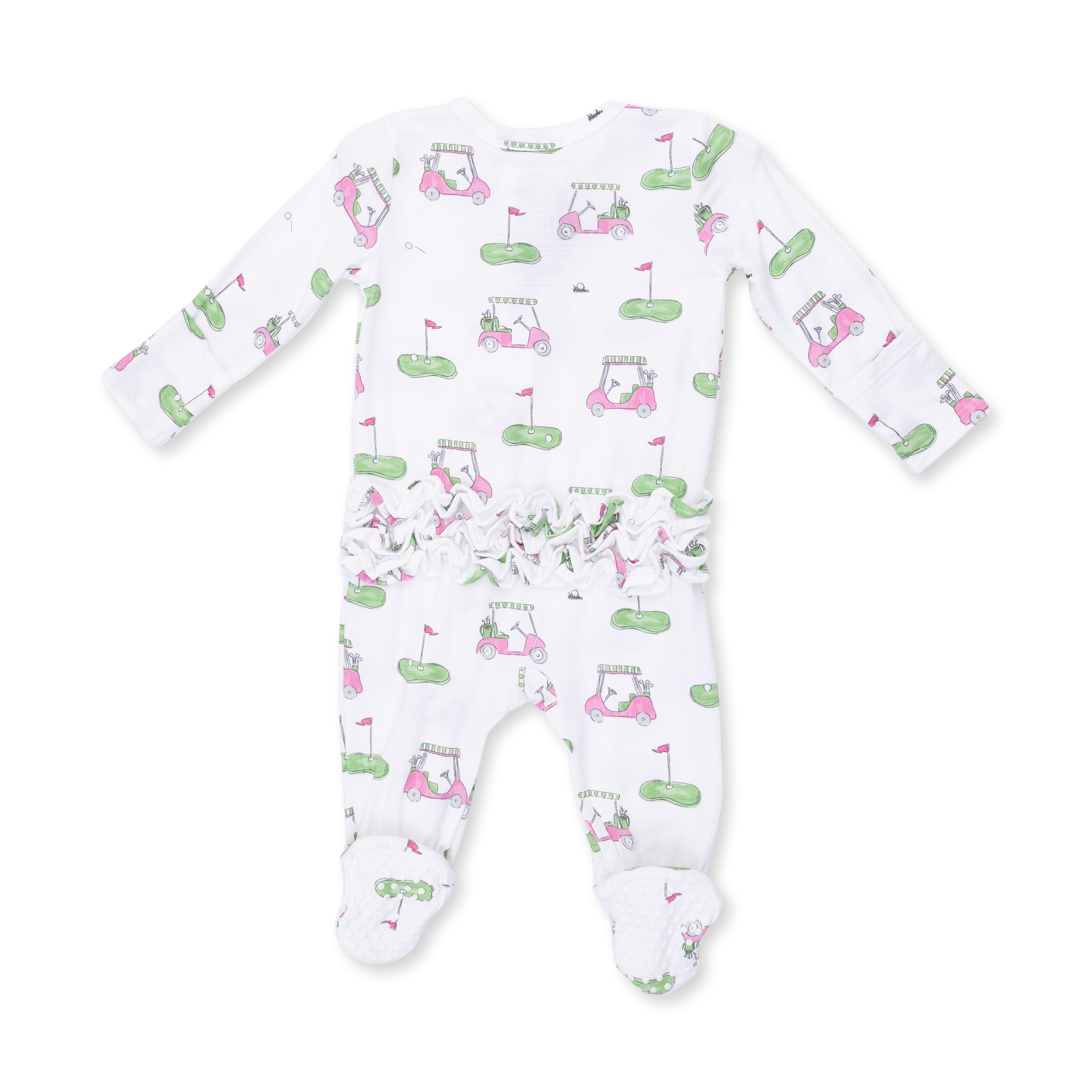Angel Dear Golf Carts Pink 2 Way Ruffle Back Zipper Footie