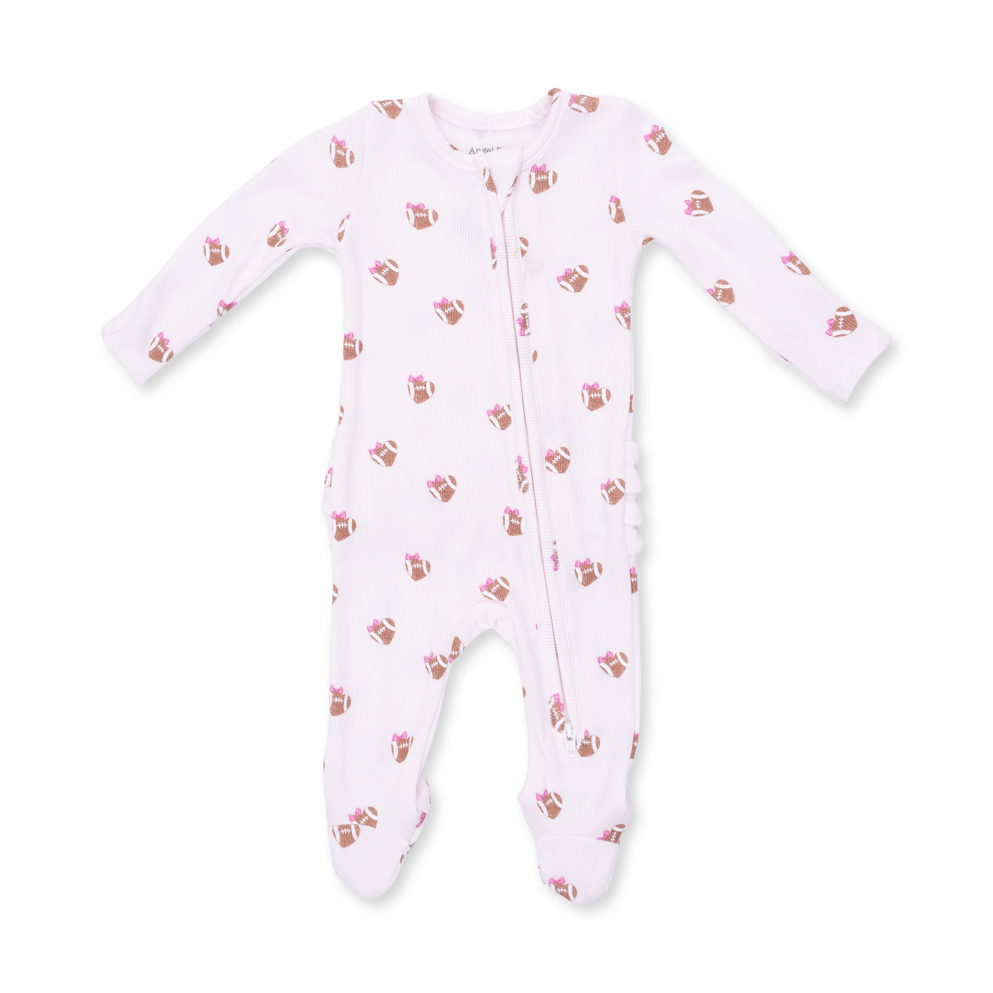 Angel Dear Mini Football Hearts 2 Way Ruffle Back Zipper Footie