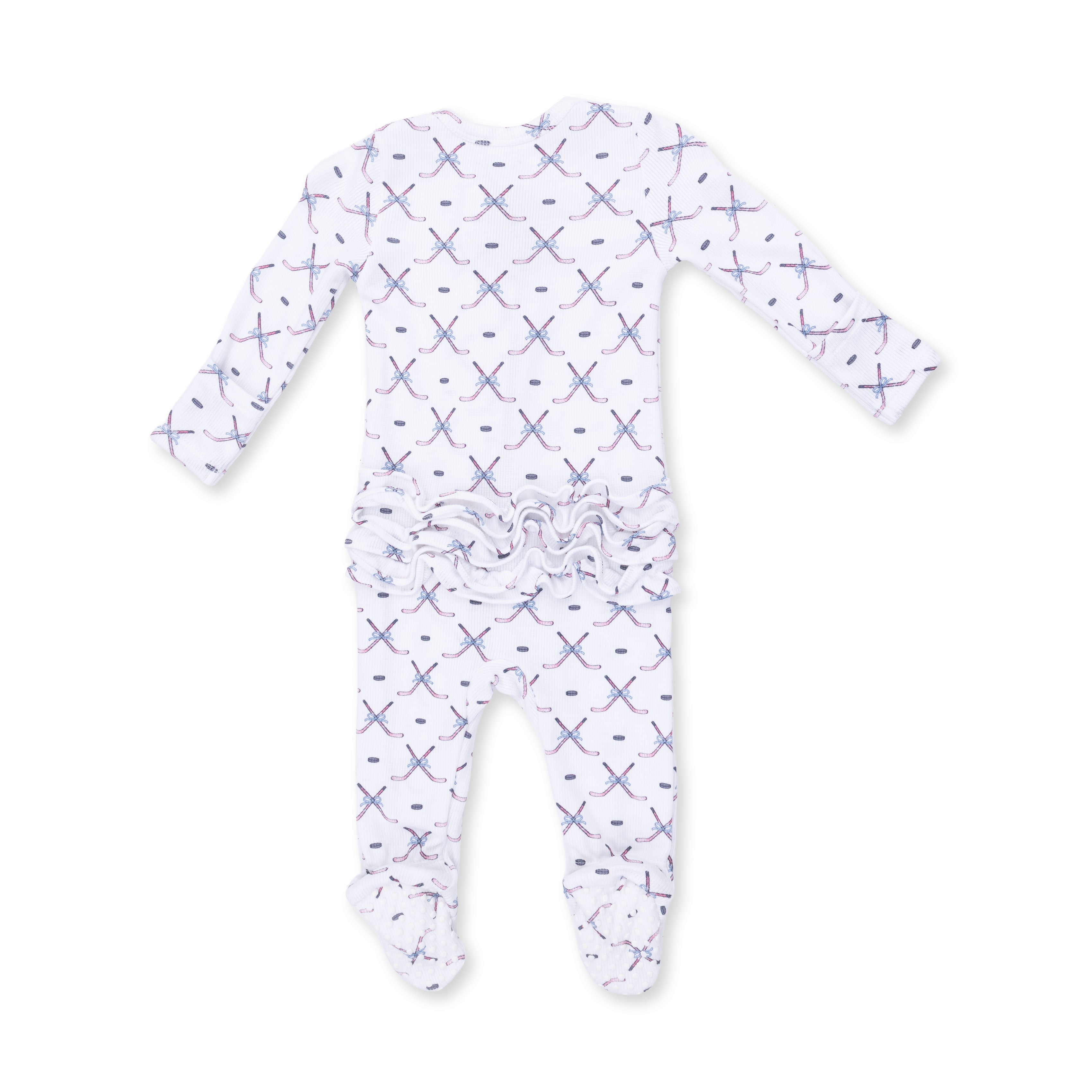 Angel Dear Simple Hockey Pink 2 Way Ruffle Back Zipper Footie