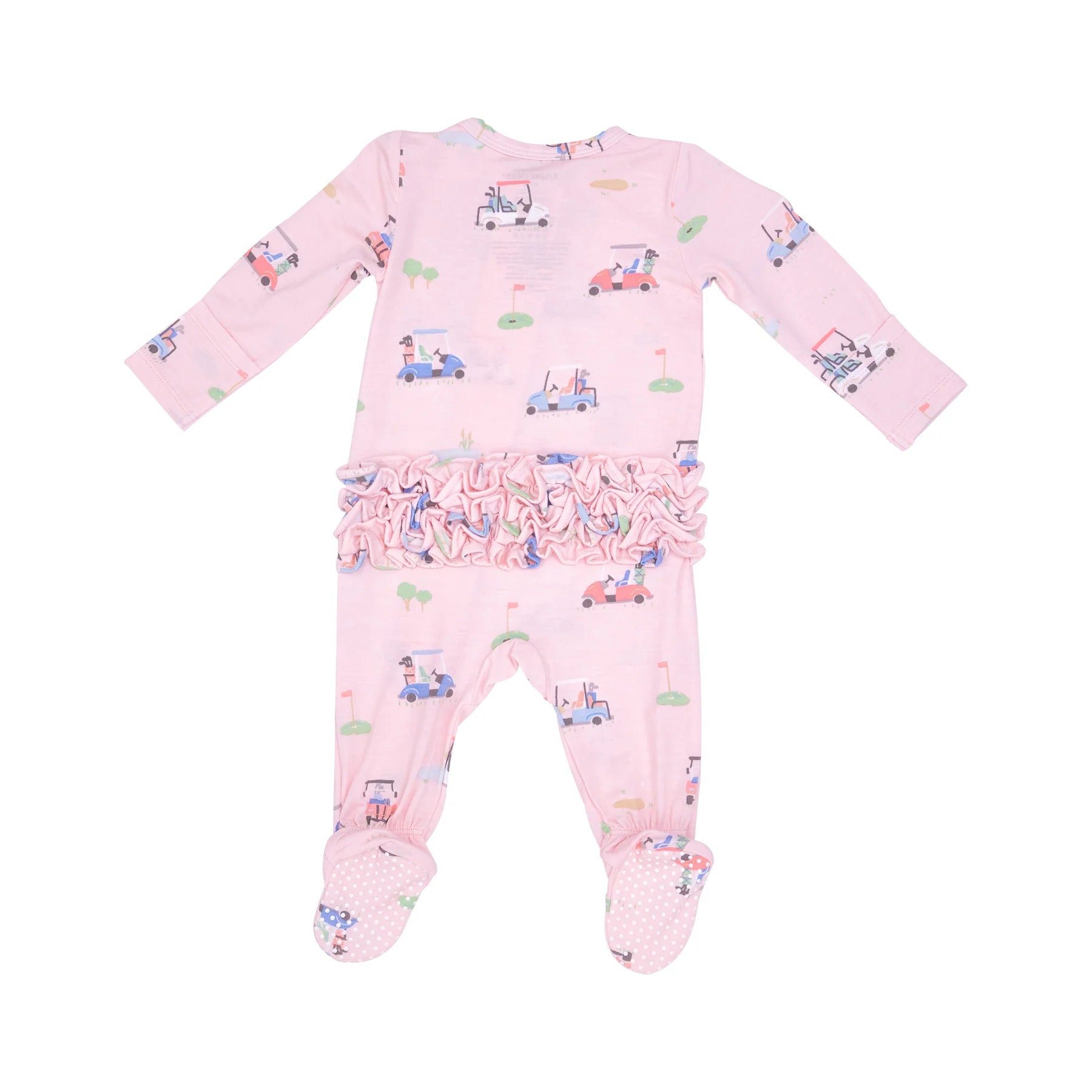 Golf Carts Pink 2 Way Ruffle Zipper Footie - Twinkle Twinkle Little One