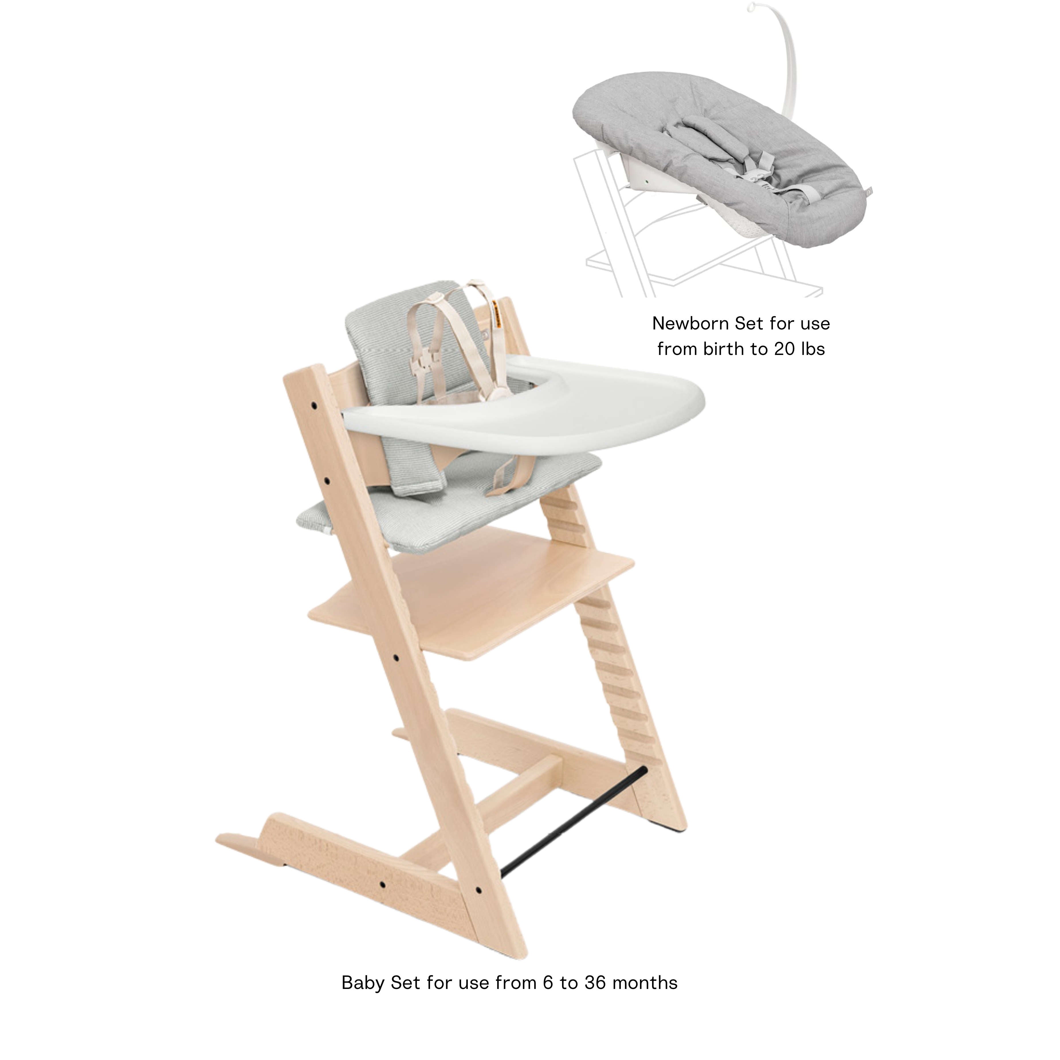 Stokke Tripp Trapp High Chair² with Cushion, Tray and Newborn Set