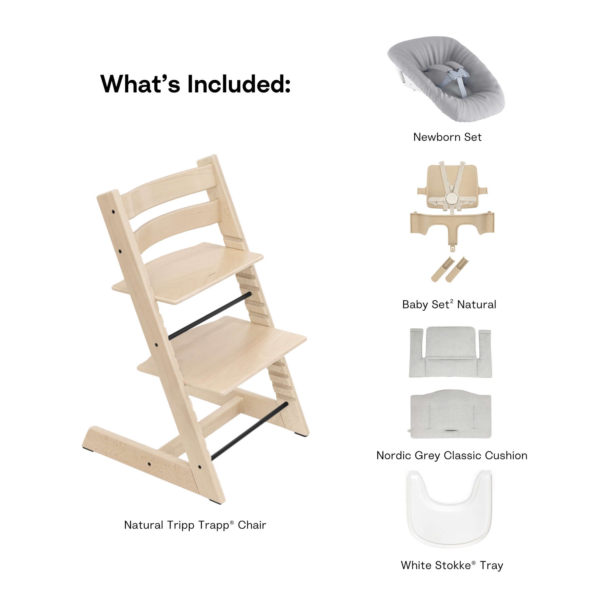 Stokke Tripp Trapp High Chair² with Cushion, Newborn Tray and Newborn Set - Twinkle Twinkle Little One