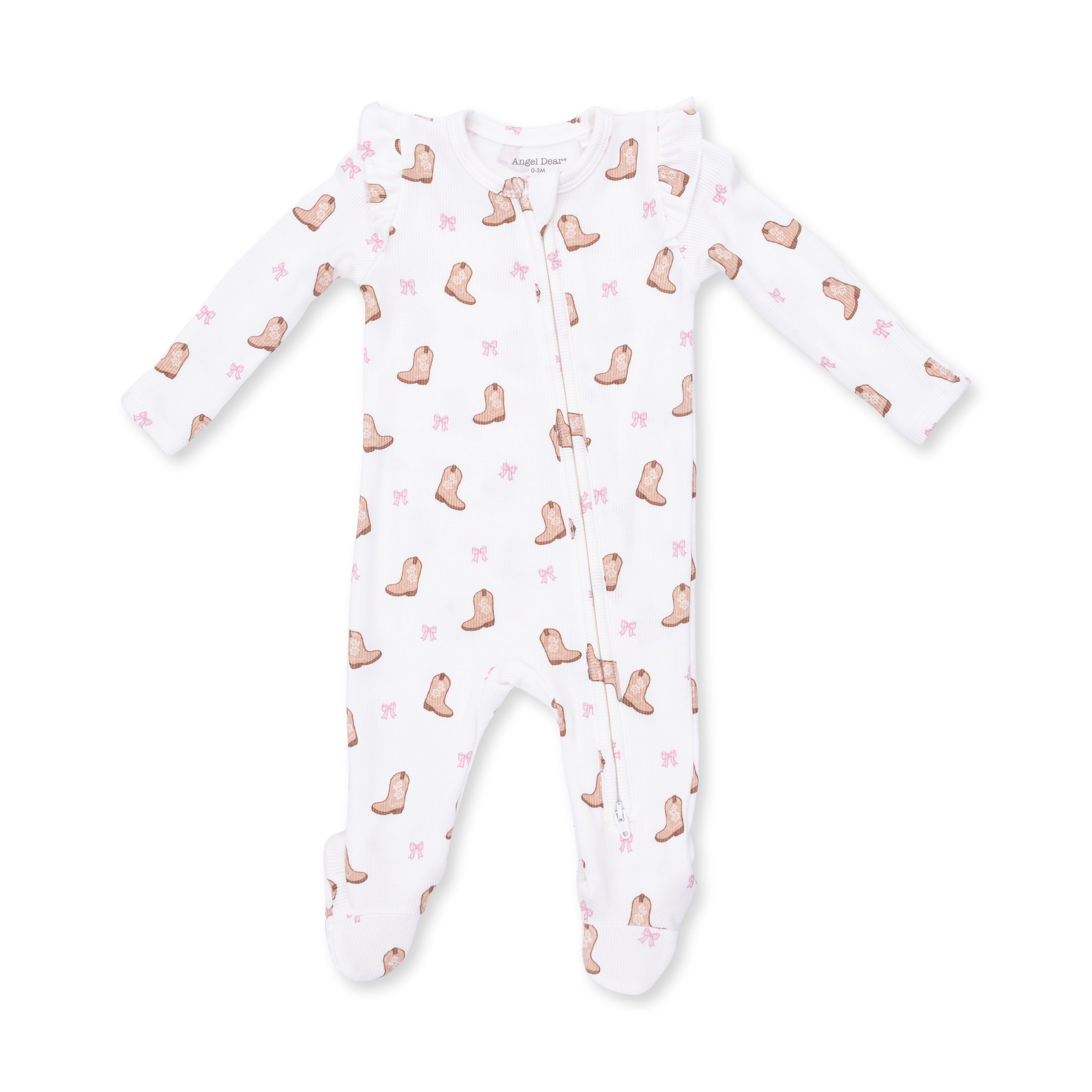 Angel Dear Mini Cowgirl Boots 2 Way Ruffle Sleeve Zipper Footie