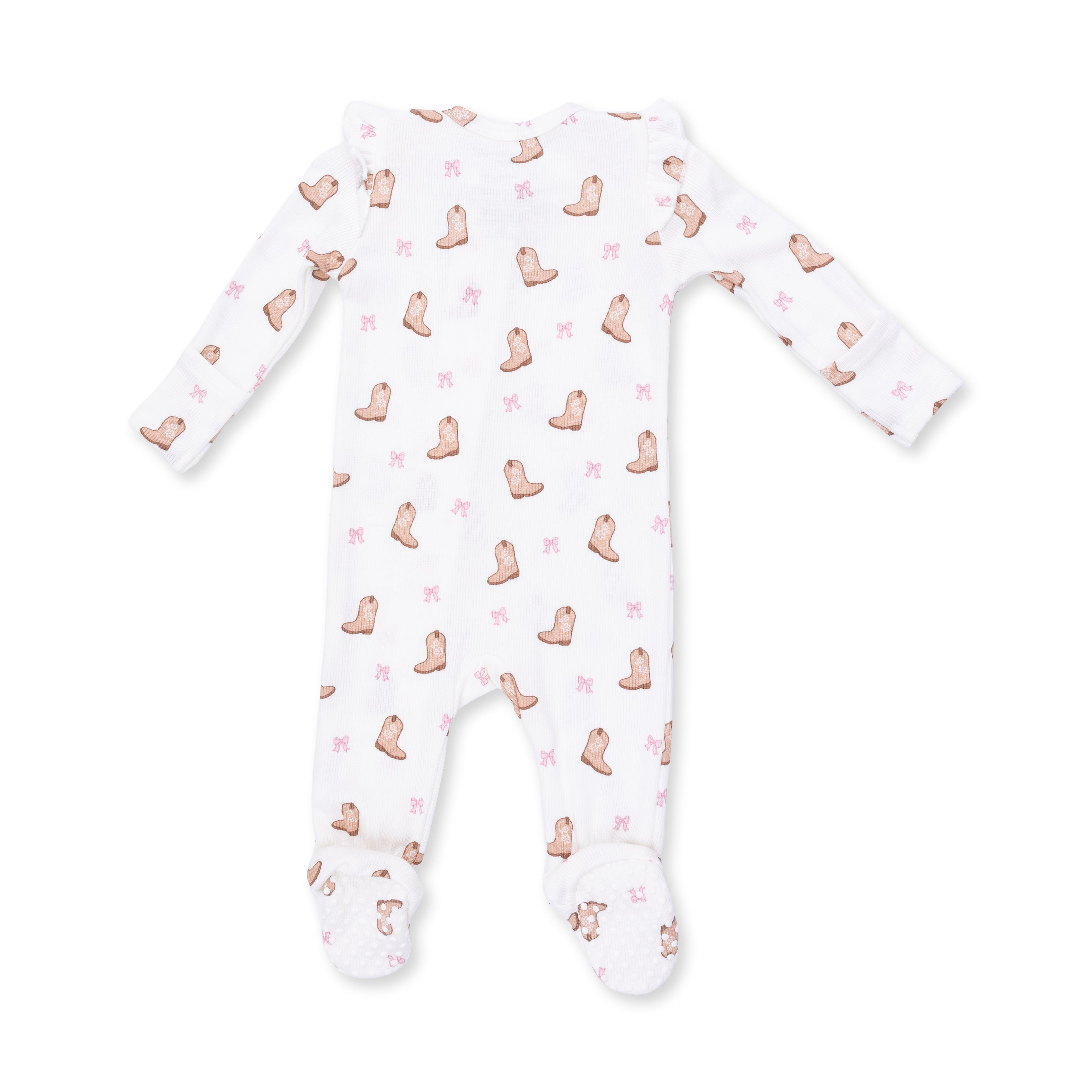 Angel Dear Mini Cowgirl Boots 2 Way Ruffle Sleeve Zipper Footie