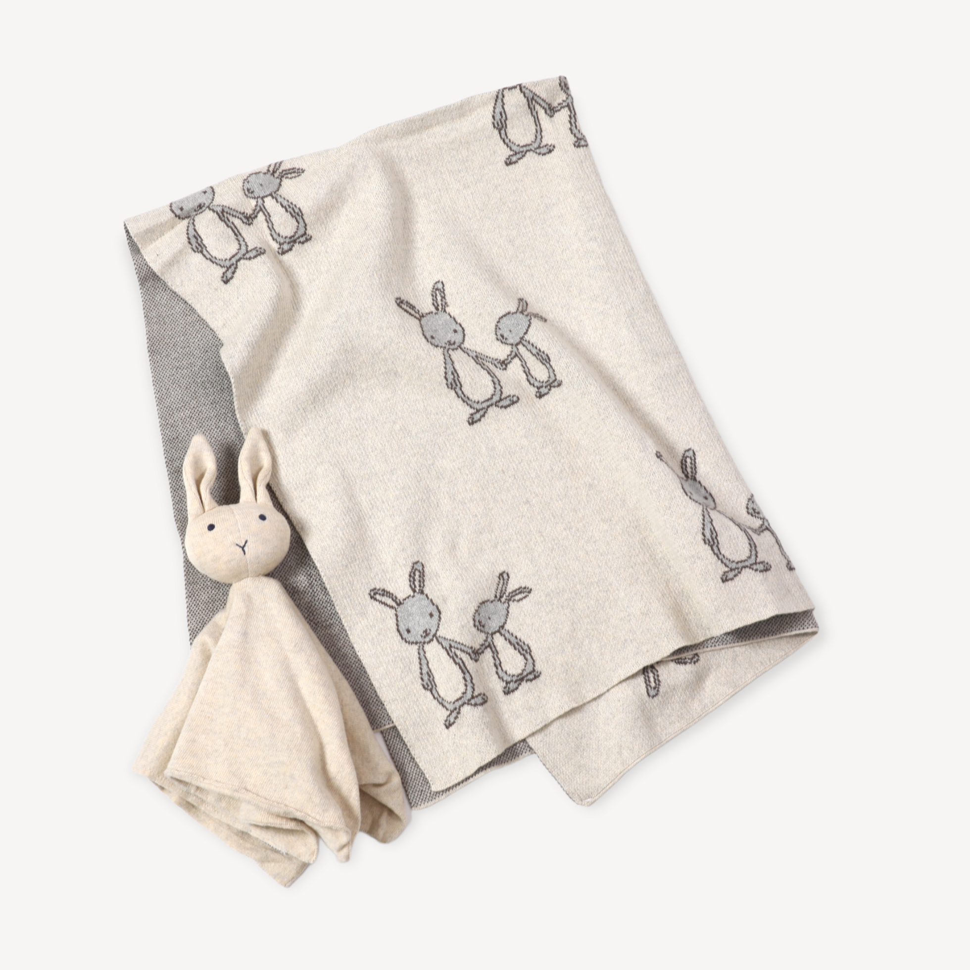 Bunny Mommy & Me Jacquard Knit Organic Baby Blanket & Lovey Gift Set - Twinkle Twinkle Little One