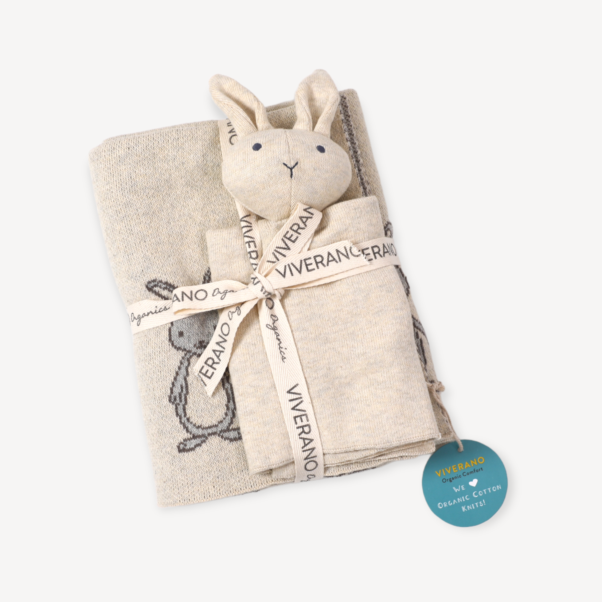 Bunny Mommy & Me Jacquard Knit Organic Baby Blanket & Lovey Gift Set - Twinkle Twinkle Little One