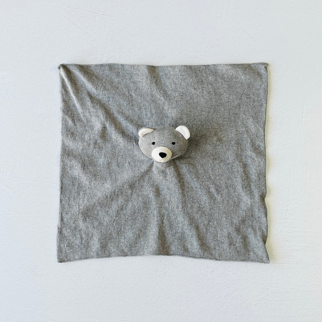Organic Baby Lovey Security Blanket Cuddle Cloth - Grey Bear - Twinkle Twinkle Little One