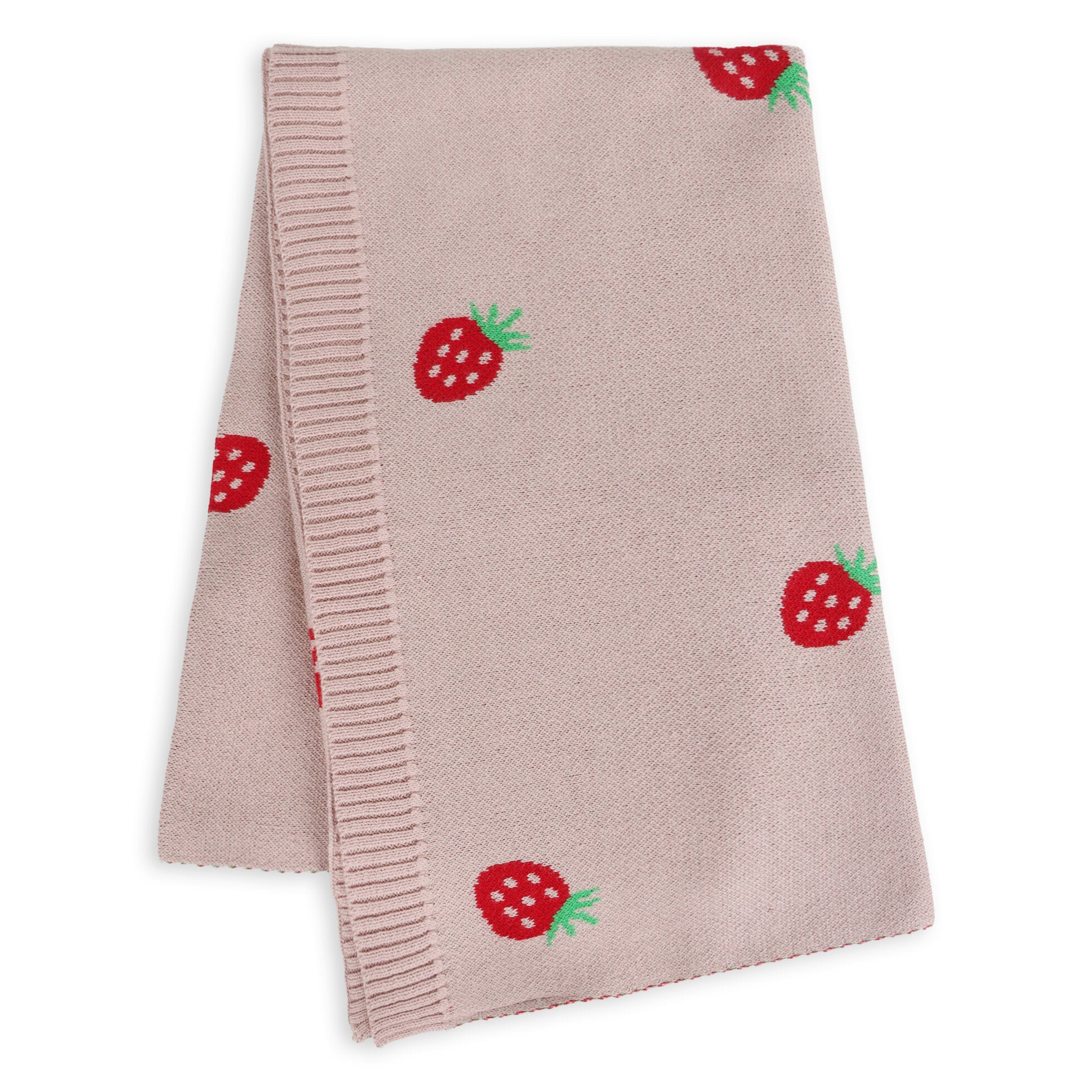 Strawberry - Organic Cotton Jacquard Sweater Knit Baby Blanket