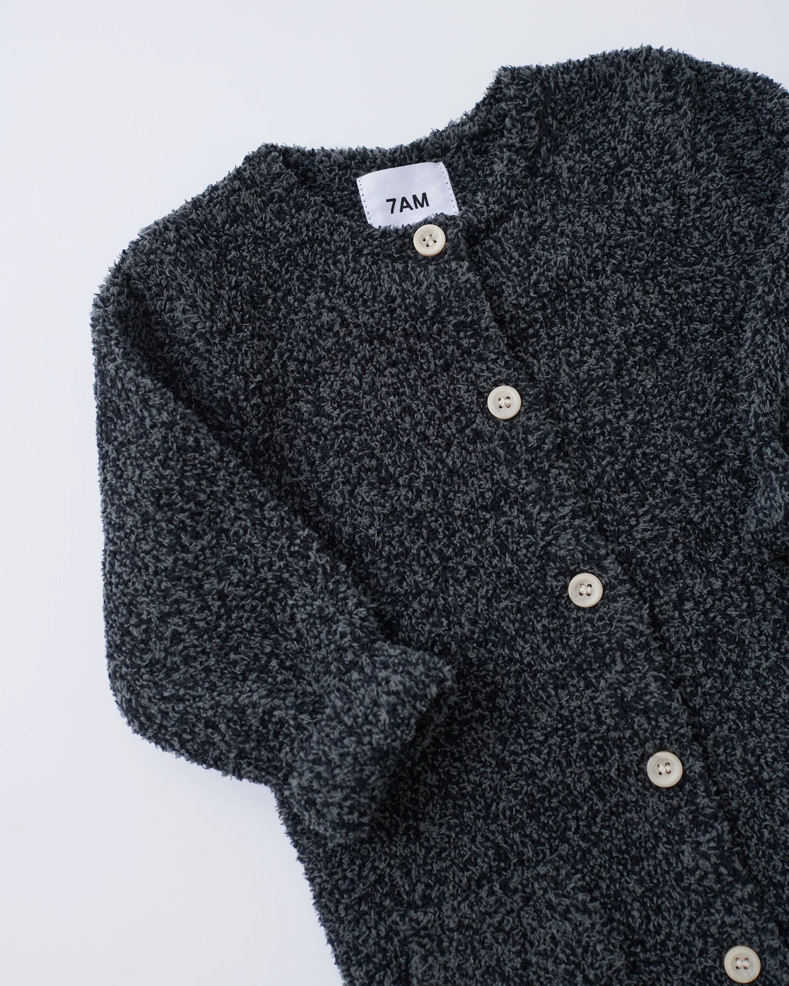 7 A.M. Enfant Fuzzy Long Sleeve Romper - Black Melange - Twinkle Twinkle Little One