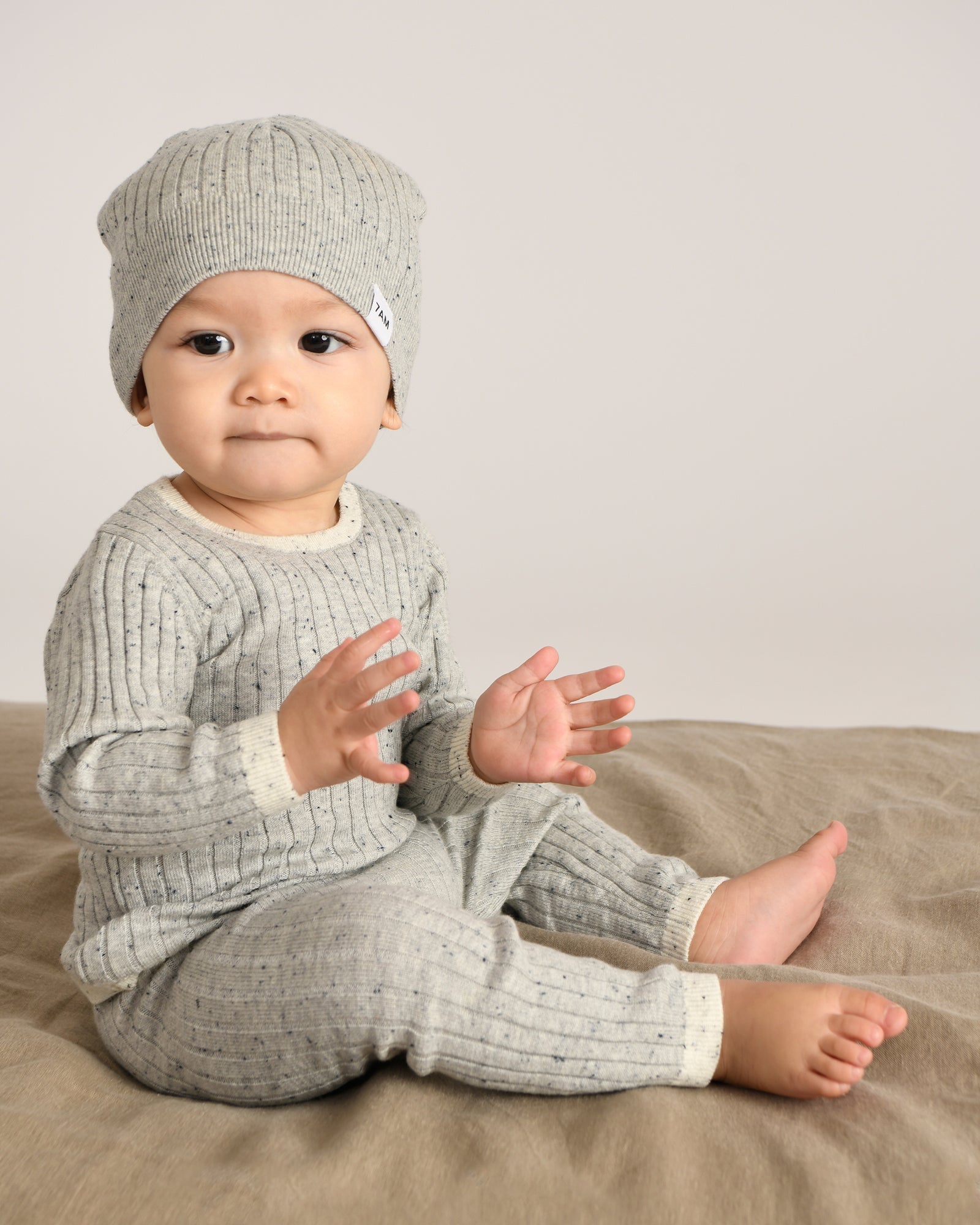 7 A.M. Hug Me Long Sleeve Top - Light Heather Grey - Twinkle Twinkle Little One