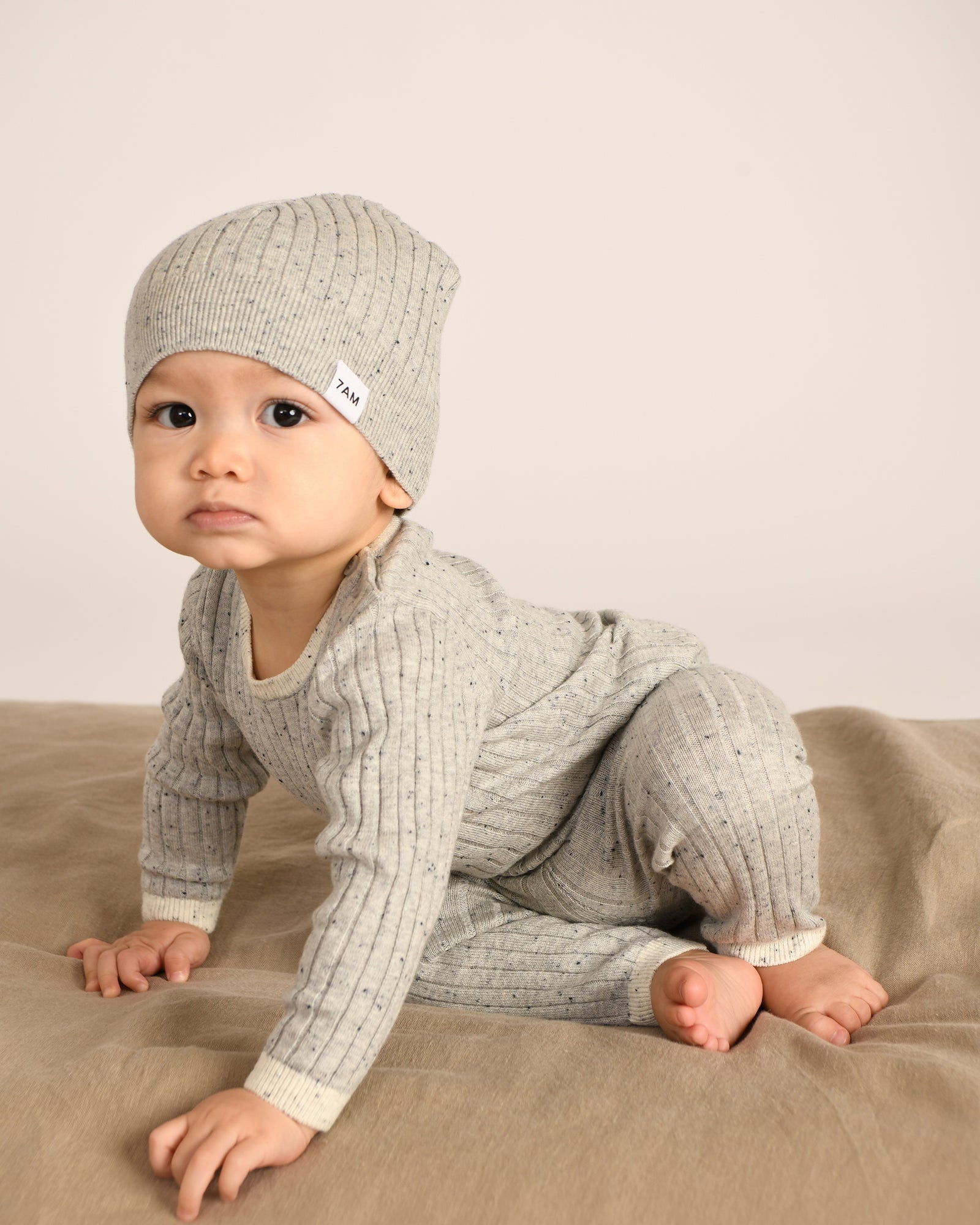 7 A.M. Hug Me Long Sleeve Top - Light Heather Grey - Twinkle Twinkle Little One