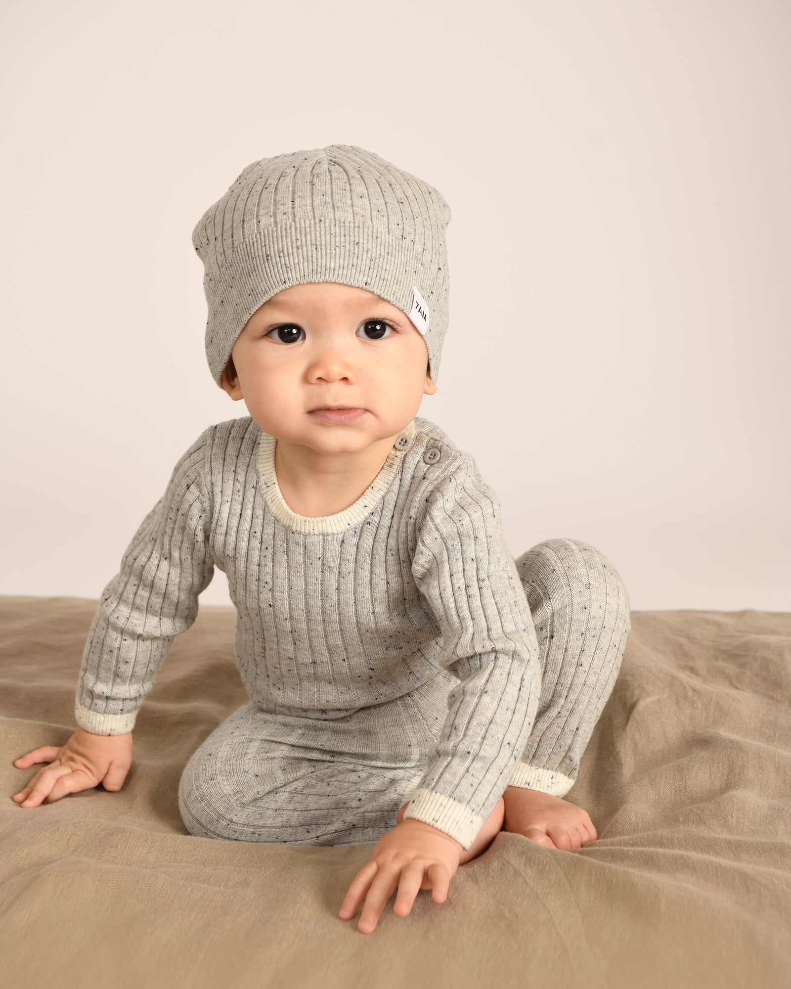 7 A.M. Hug Me Long Sleeve Top - Light Heather Grey - Twinkle Twinkle Little One