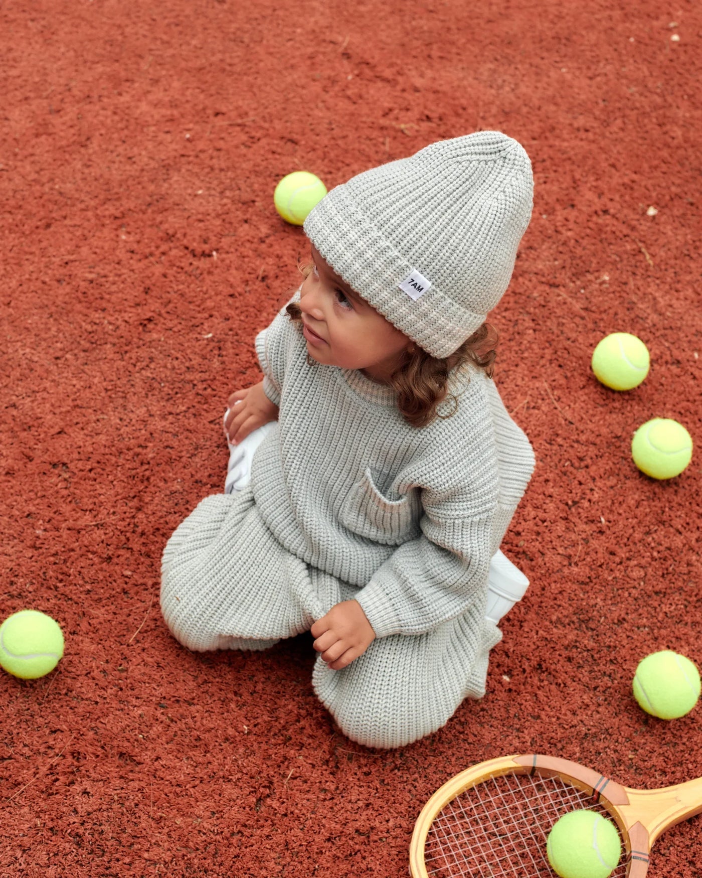 7 A.M. Chunky Tennis Beanie - Pearl Grey Ecru - Twinkle Twinkle Little One