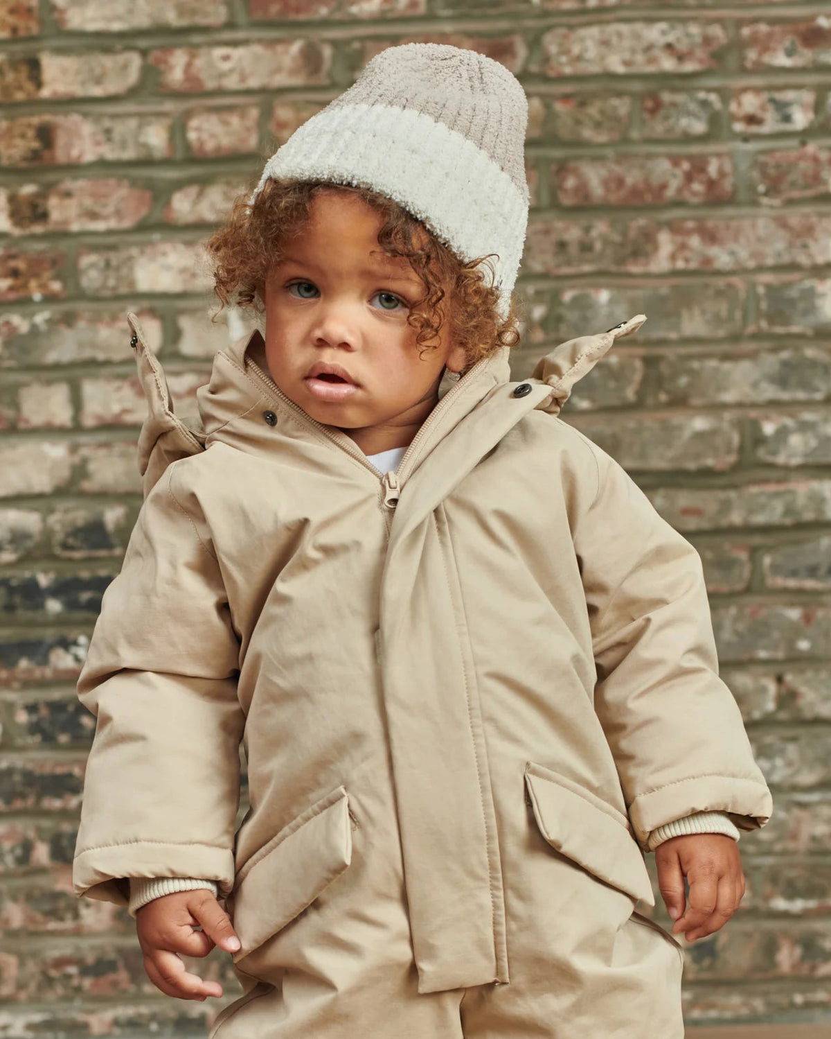 7 A.M. Fuzzy 2-Tone Ribbed Beanie - Taupe Ecru - Twinkle Twinkle Little One