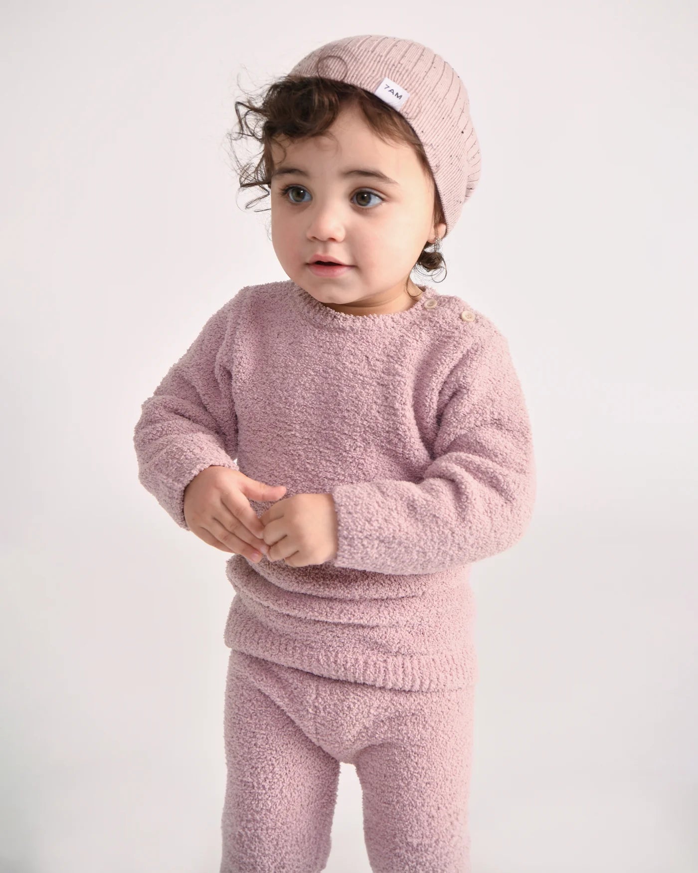 7 A.M. Enfant Long Sleeve Top & Fuzzy Leggings Set - Ash Rose - Twinkle Twinkle Little One