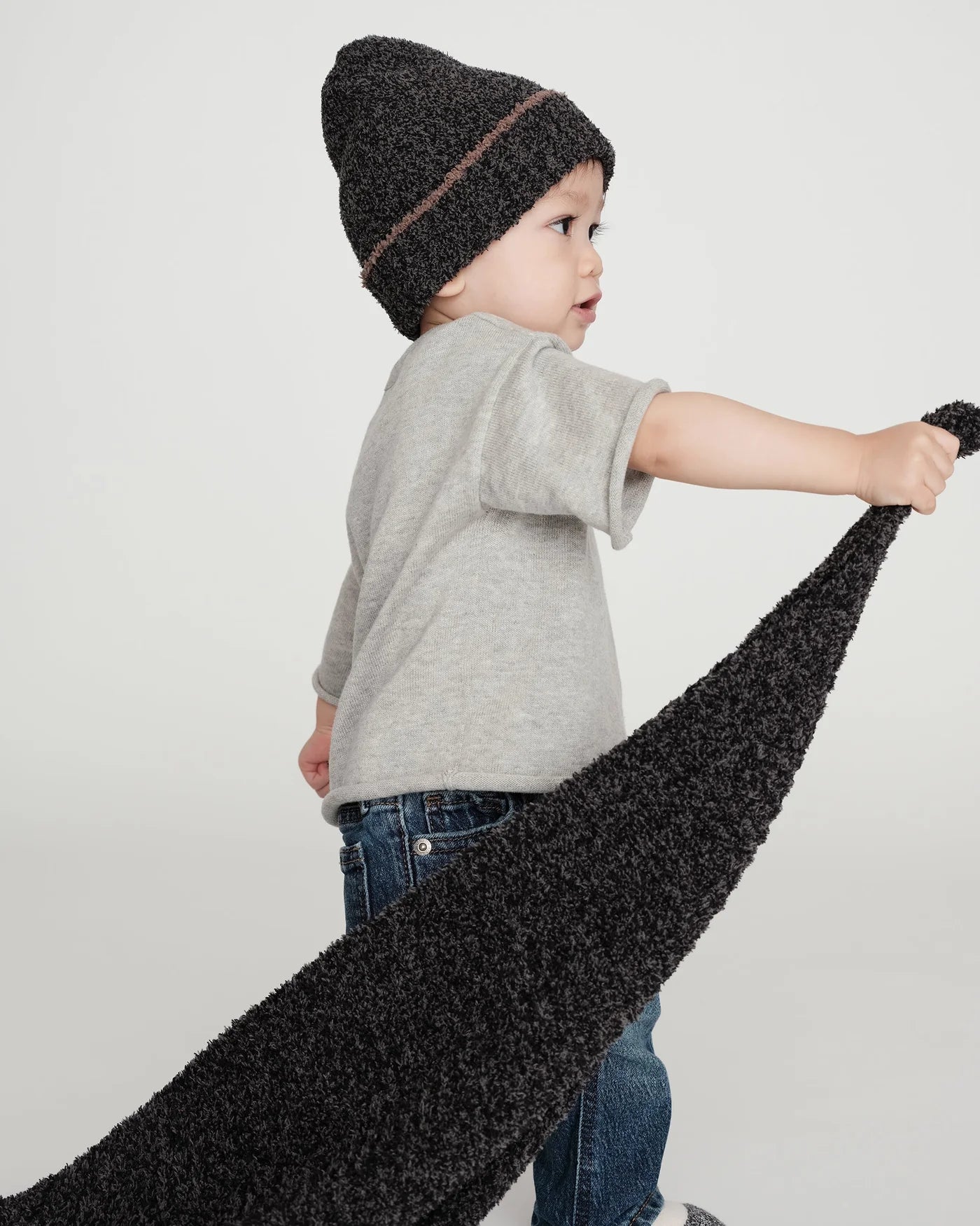 7 A.M. Fuzzy Beanie - Black Melange - Twinkle Twinkle Little One