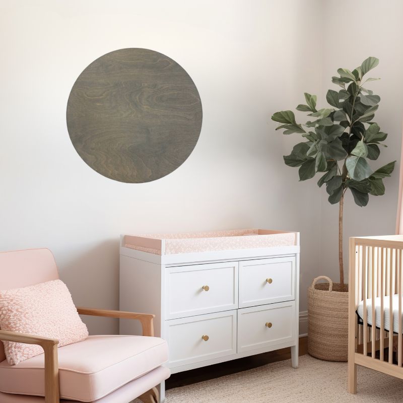 Sugar + Maple Round Base Personalized Name Sign | Weathered Grey - Twinkle Twinkle Little One