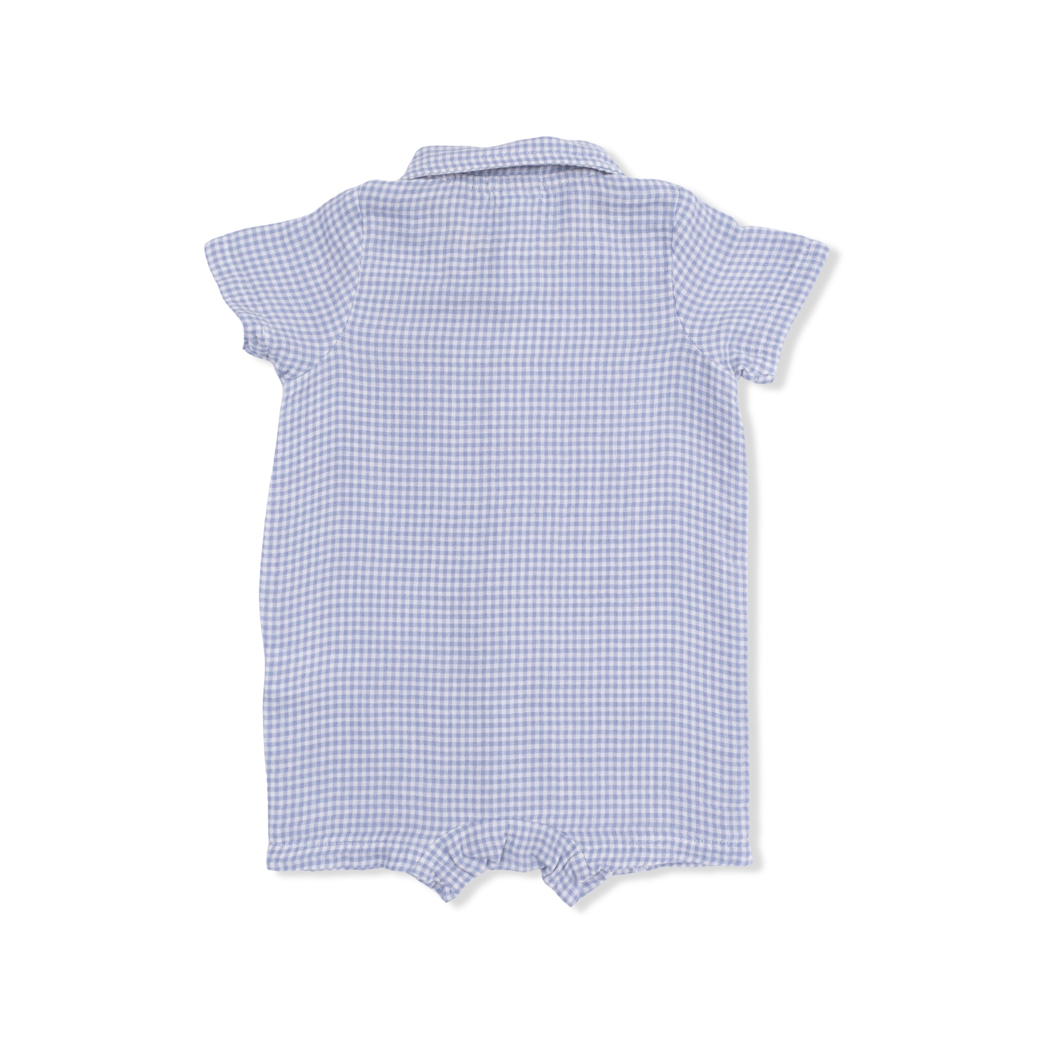 Micro Gingham Blue Blizzard - Polo Shortie