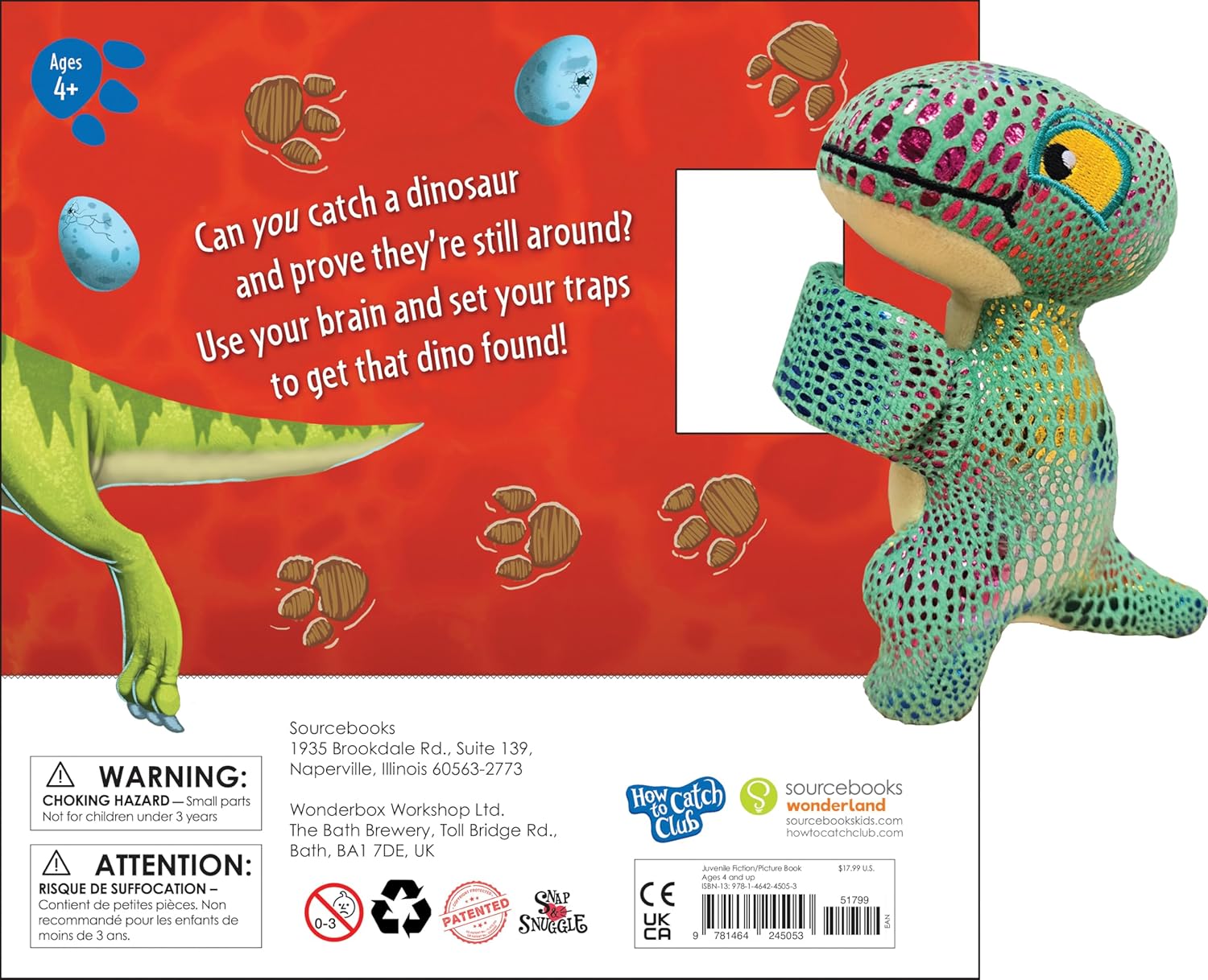 Snap & Snuggle: How to Catch a Dinosaur: Plush Silicone Slap Bracelet and Funny Adventure Book for Kids