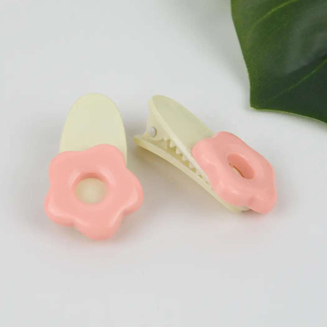 2 Piece Macaron Acrylic Hair Clip-Flower