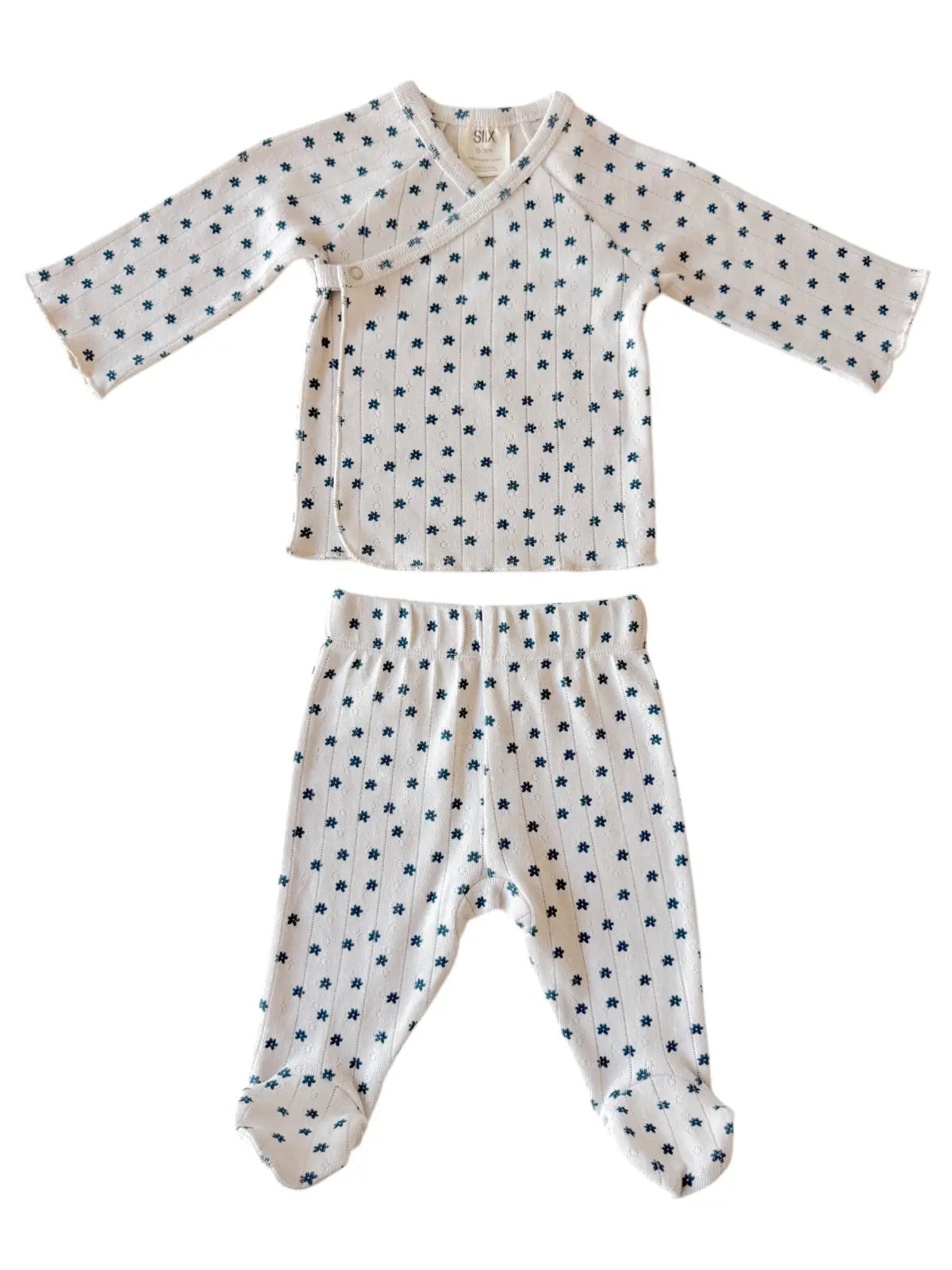 Blue Flower Organic Pointelle Newborn Set - Twinkle Twinkle Little One
