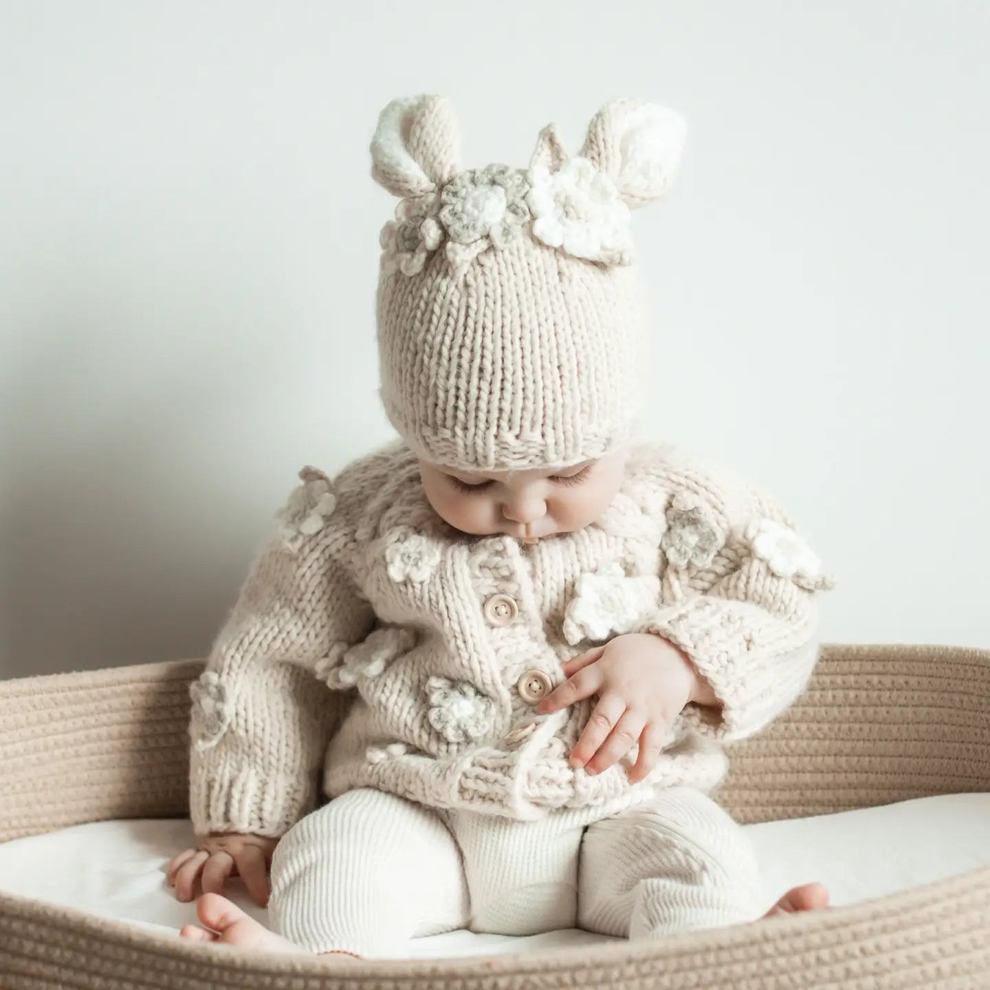 Flower Cardigan Sweater - Natural - Twinkle Twinkle Little One