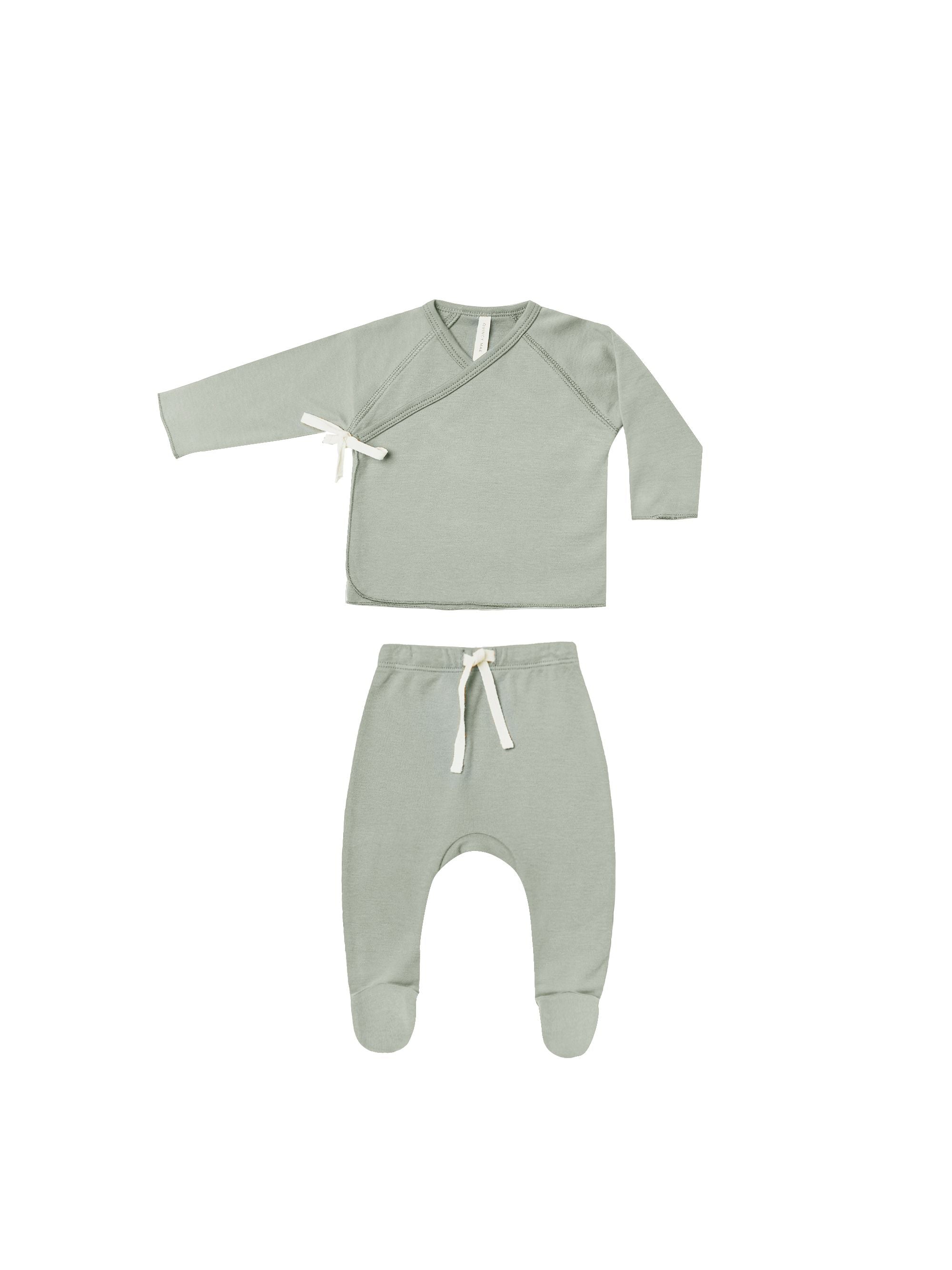 Newborn Sage Hat, Wrap Top & Pant Set - Twinkle Twinkle Little One
