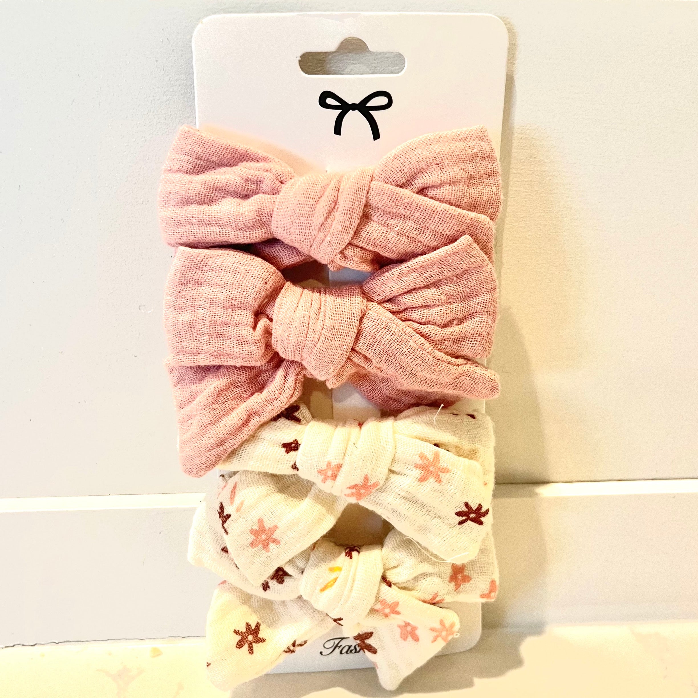 Tied Muslin Bow Clips - Twinkle Twinkle Little One
