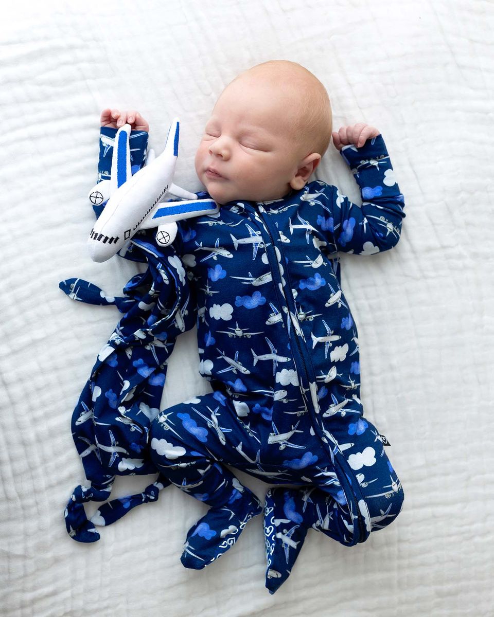 Airplane Zippered Footie - Twinkle Twinkle Little One